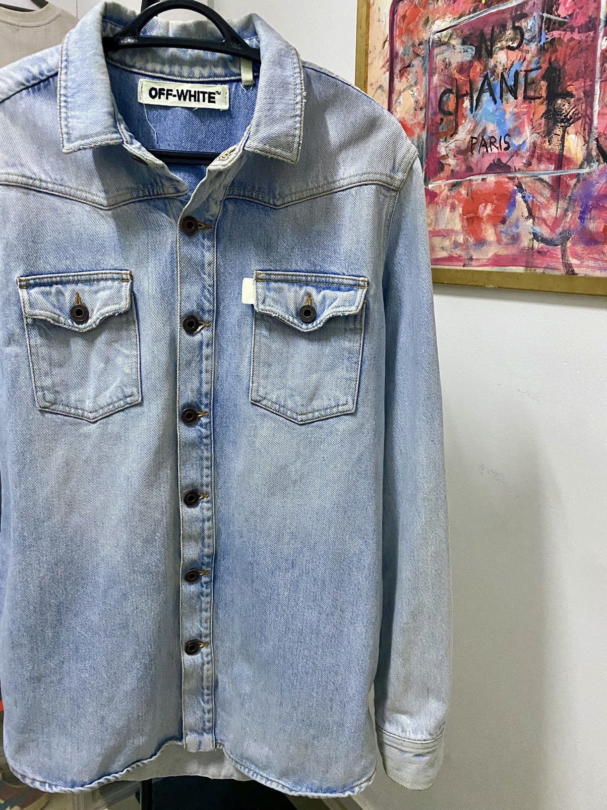 Off-White Off-White Diagonal Spray Denim trompe l'oeil Button up Size US S / EU 44-46 / 1 - 7 Thumbnail