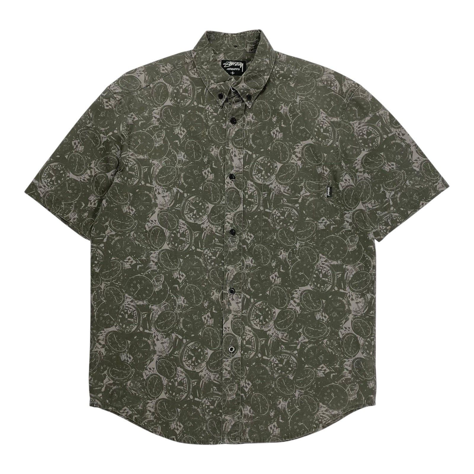 Stussy Vintage Stussy Shirt Watch Print Button Up Skater Shirt S Size US S / EU 44-46 / 1 - 1 Thumbnail