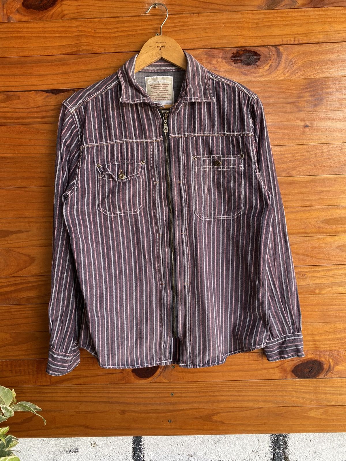 Japanese Brand Cox Original Create Barefoot Striped Zip Shirt Casual Shirt Size US M / EU 48-50 / 2 - 3 Thumbnail