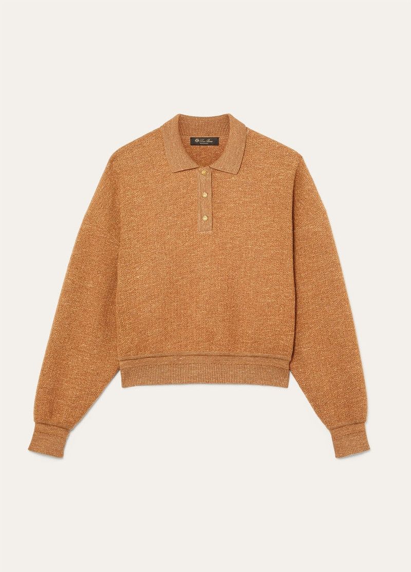 Loro Piana o1srvl11e0526 FAP0392 Cellina Polo Shirt in Camel Size S / US 4 / IT 40 - 1 Thumbnail