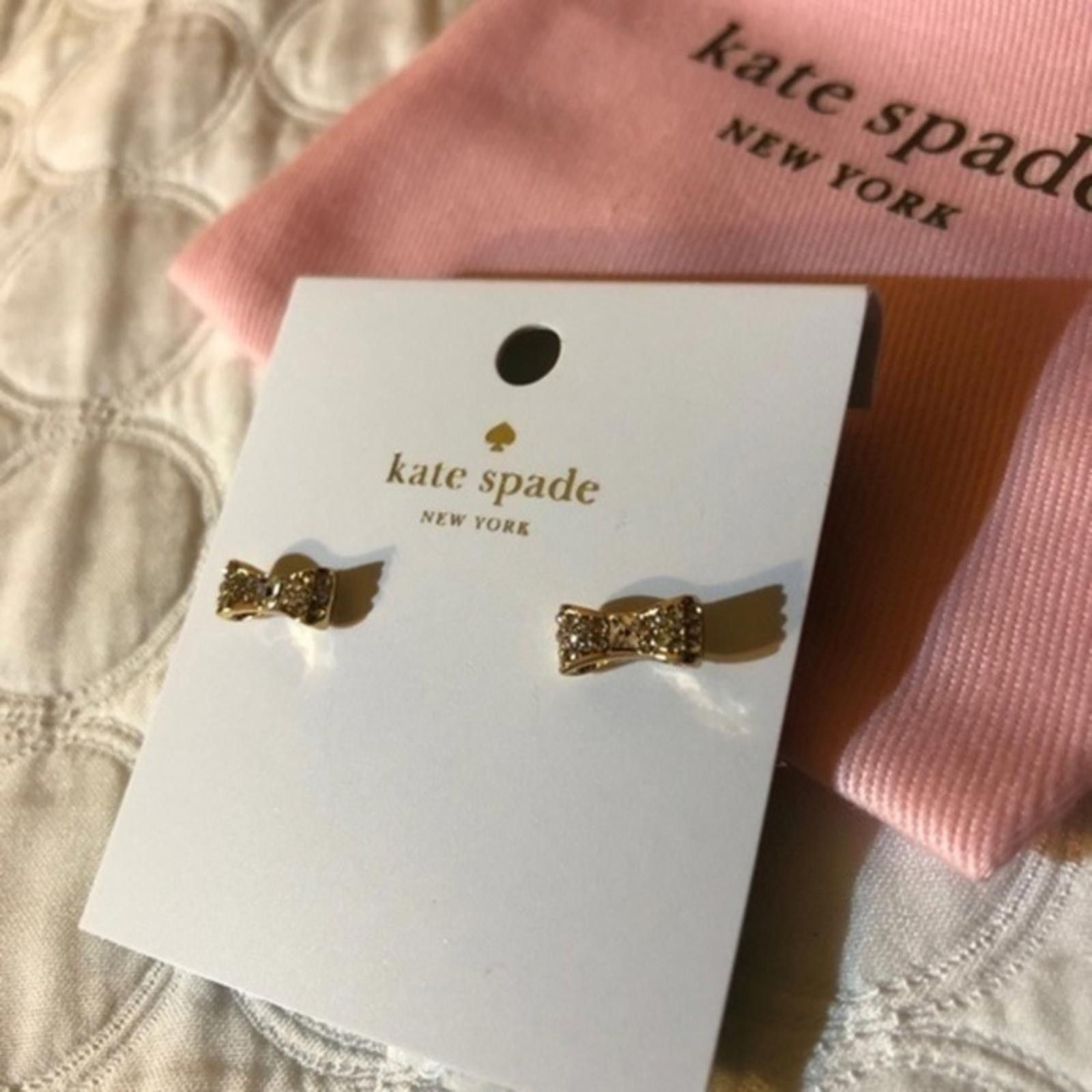 Designer Kate Spade Pave Bow Gold Stud Earrings NWT Size ONE SIZE - 1 Thumbnail