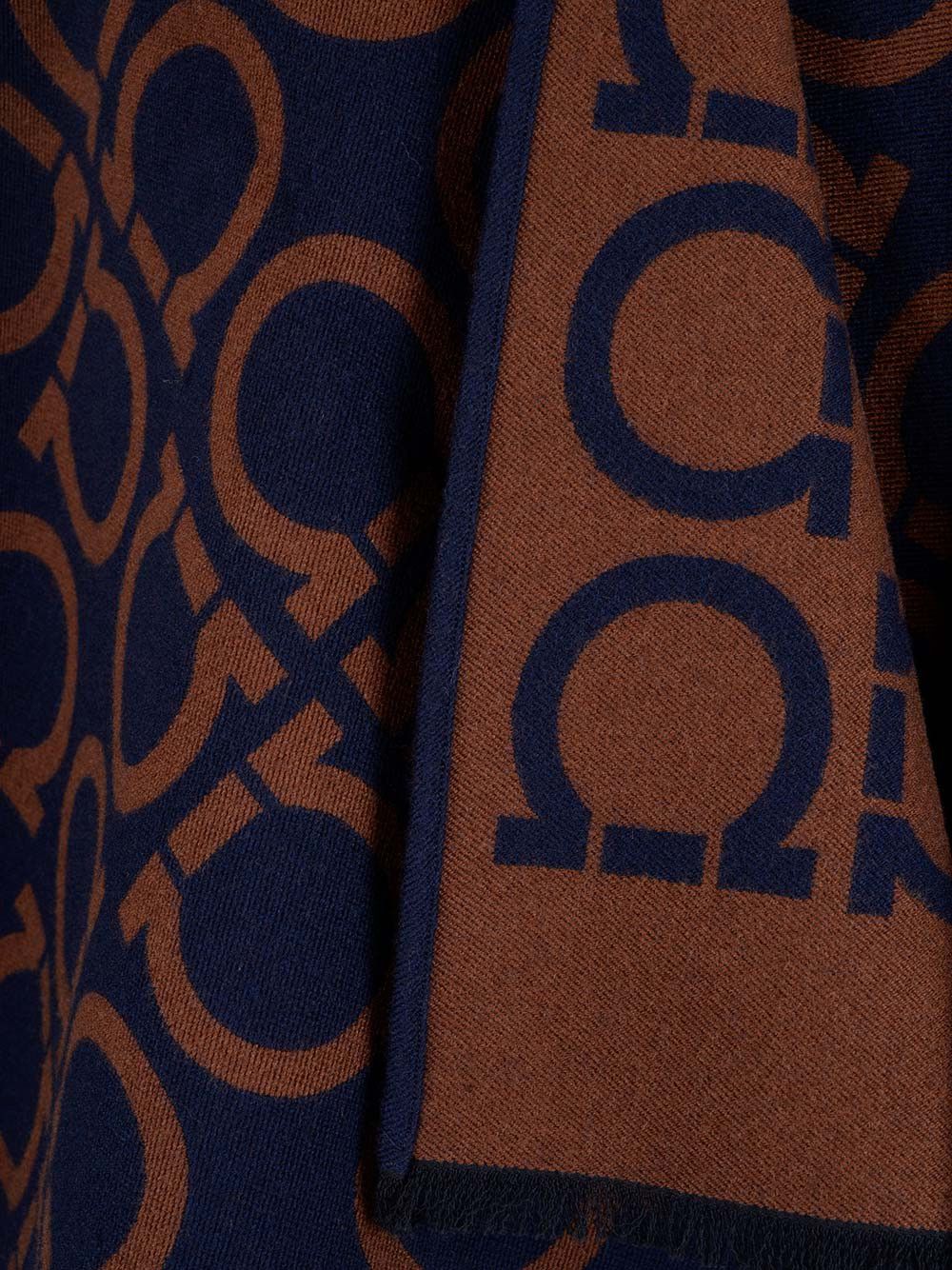 Salvatore Ferragamo o1s1rm0924 Reversible Wool Cape in Blue/Brown Size M / US 6-8 / IT 42-44 - 8 Thumbnail