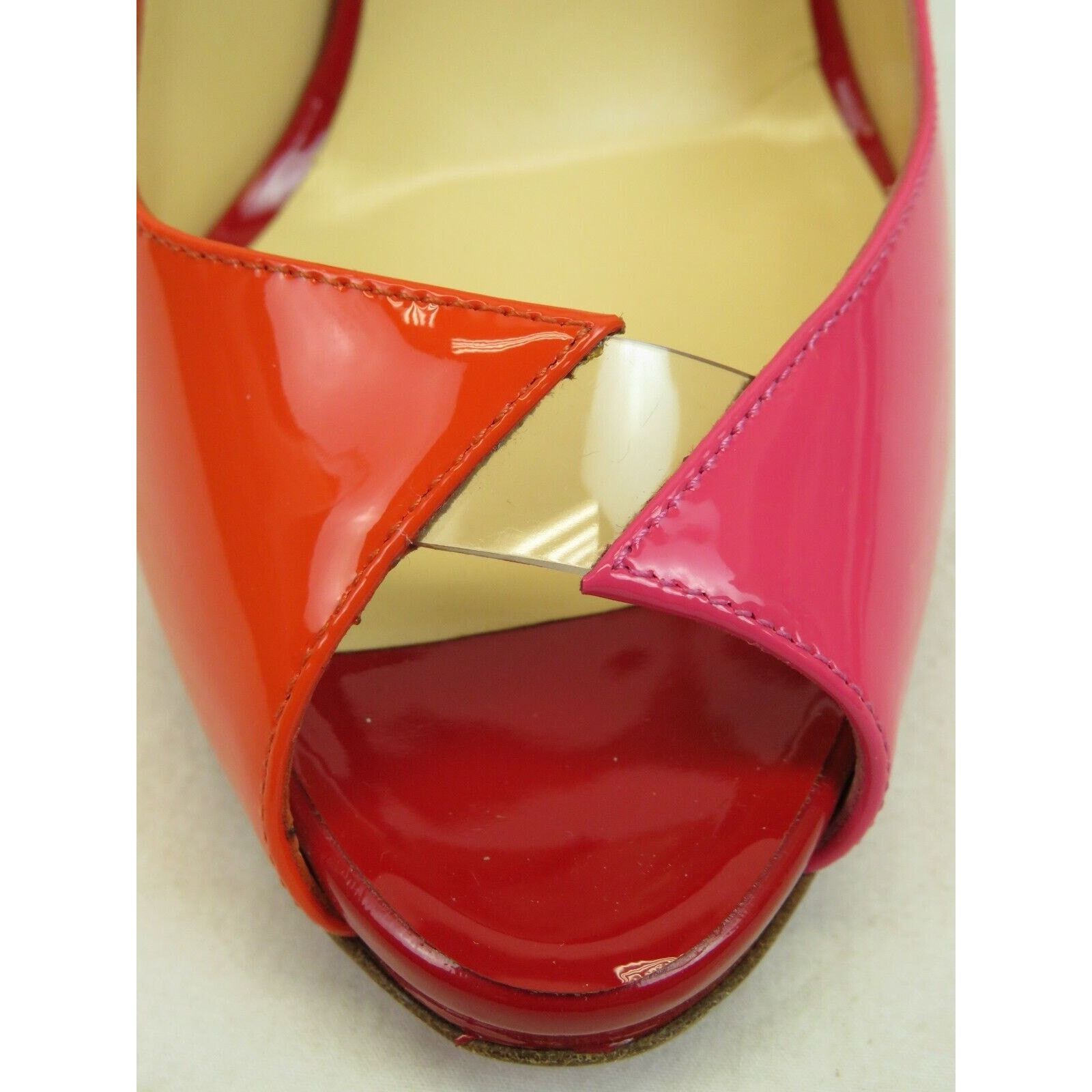 Christian Louboutin TECHNICATINA 120 MULTICOLOR PATENT LEATHER PVC PEEP PUMPS 38 Size US 8 / IT 38 - 7 Thumbnail