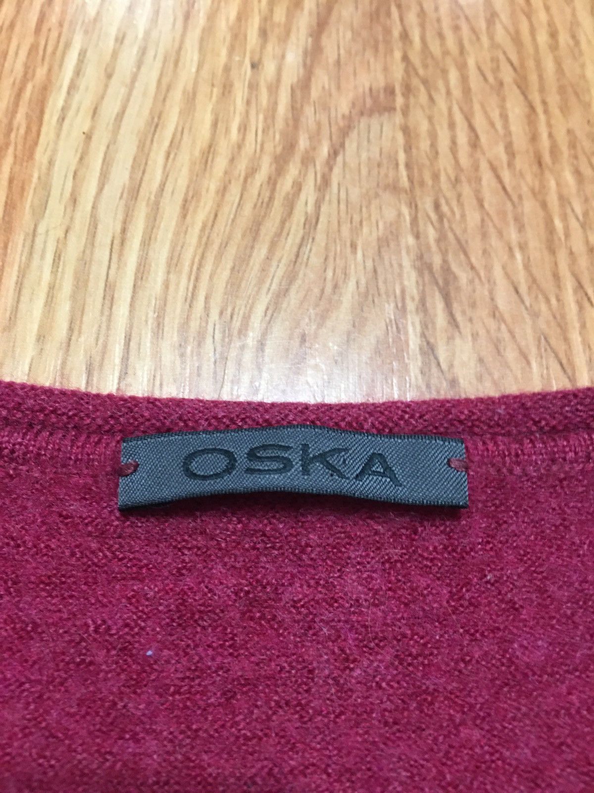 Designer OSKA Virgin Wool Burgundy Knit Sweater Size 4 Size L / US 10 / IT 46 - 8 Thumbnail