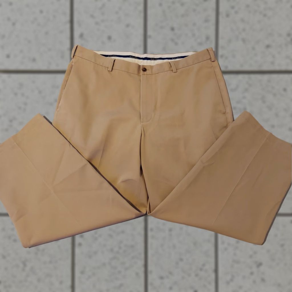 Brooks Brothers VINTAGE: No Brooks Brothers Mens Khaki Dress Pants 40x32 40x28 Cotton Chino Slack Trouser Pants Flat Front Regular Size 40 Beige Slit Pockets - Size US 40 / EU 56 - 1 Thumbnail