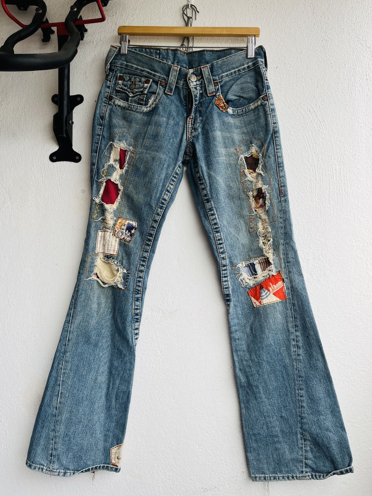 Seditionaries Flared TRUE RELIGION Distressed Patches Sashiko Jeans Size US 28 / EU 44 - 1 Thumbnail