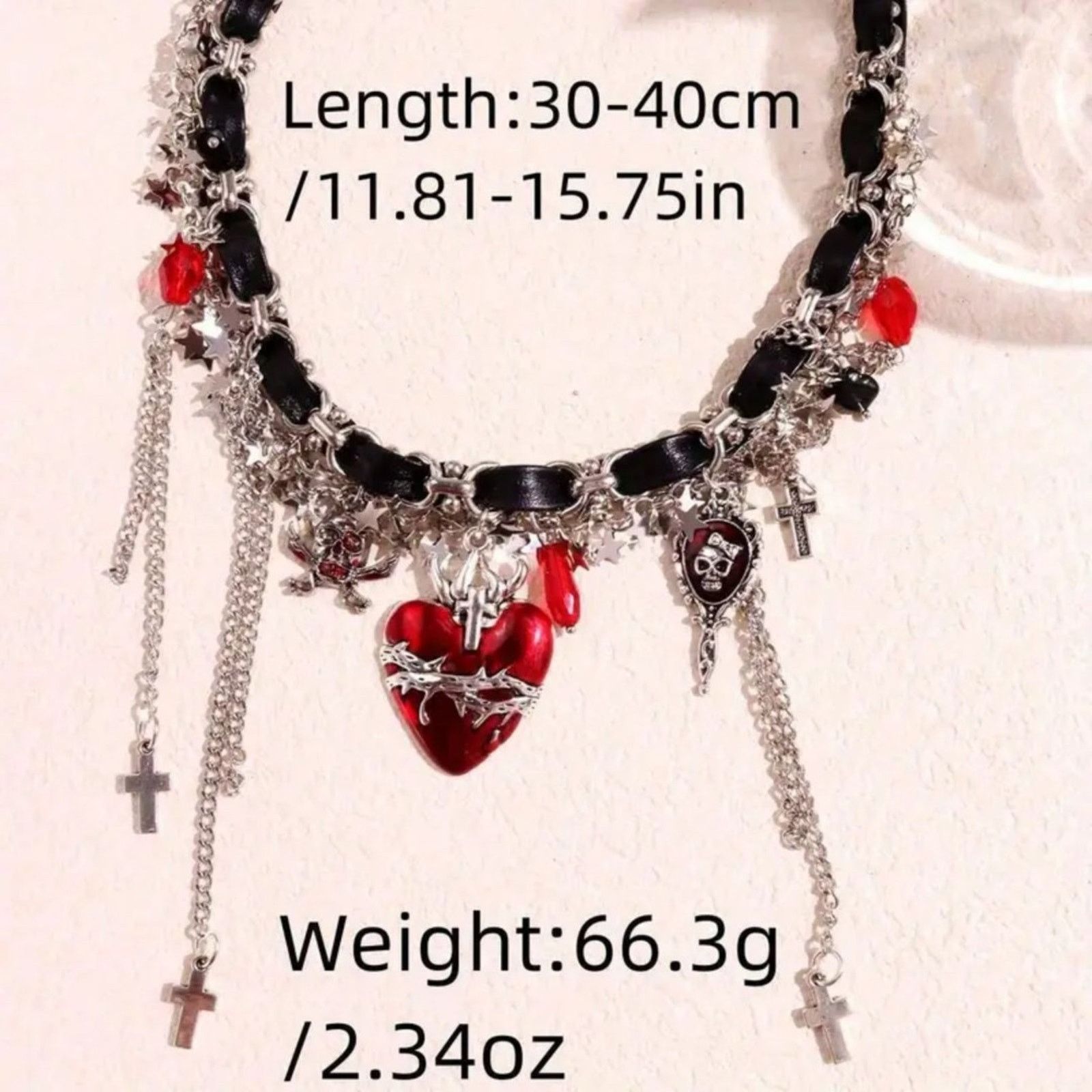 Other Got Emo Punk Style Choker Necklace w/ Heart, Skull, Cross Size ONE SIZE - 3 Thumbnail