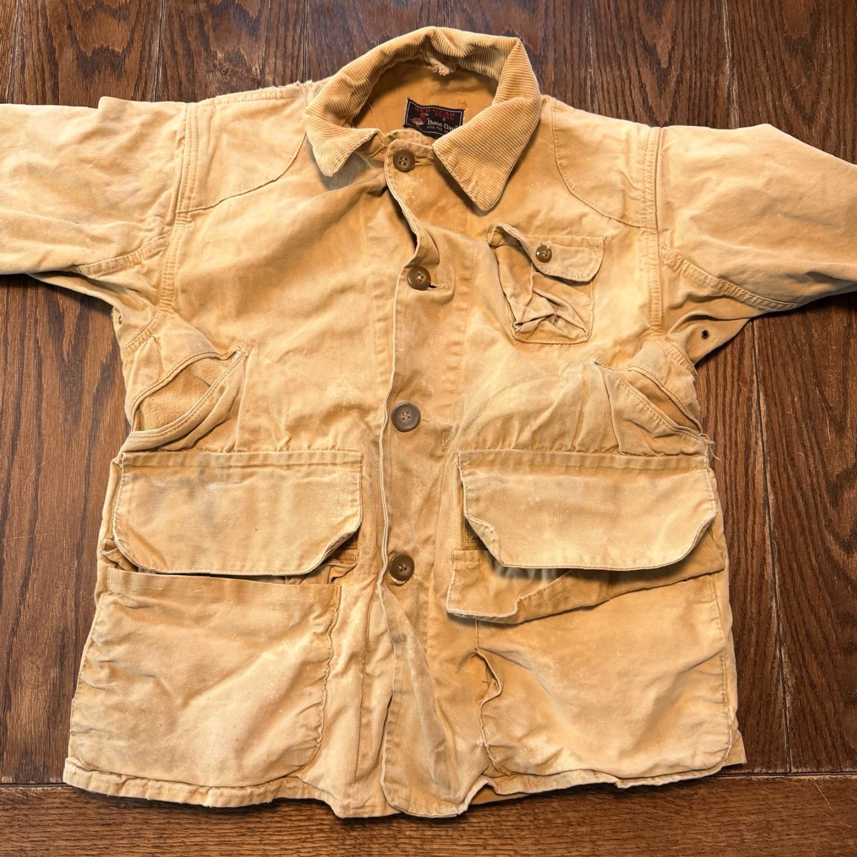 Vintage VINTAGE Red Head Canvas Hunting Jacket Game Pouch BONE DRY Large Coat 1930s 30s Beige Mens Jacket Size US L / EU 52-54 / 3 - 2 Thumbnail