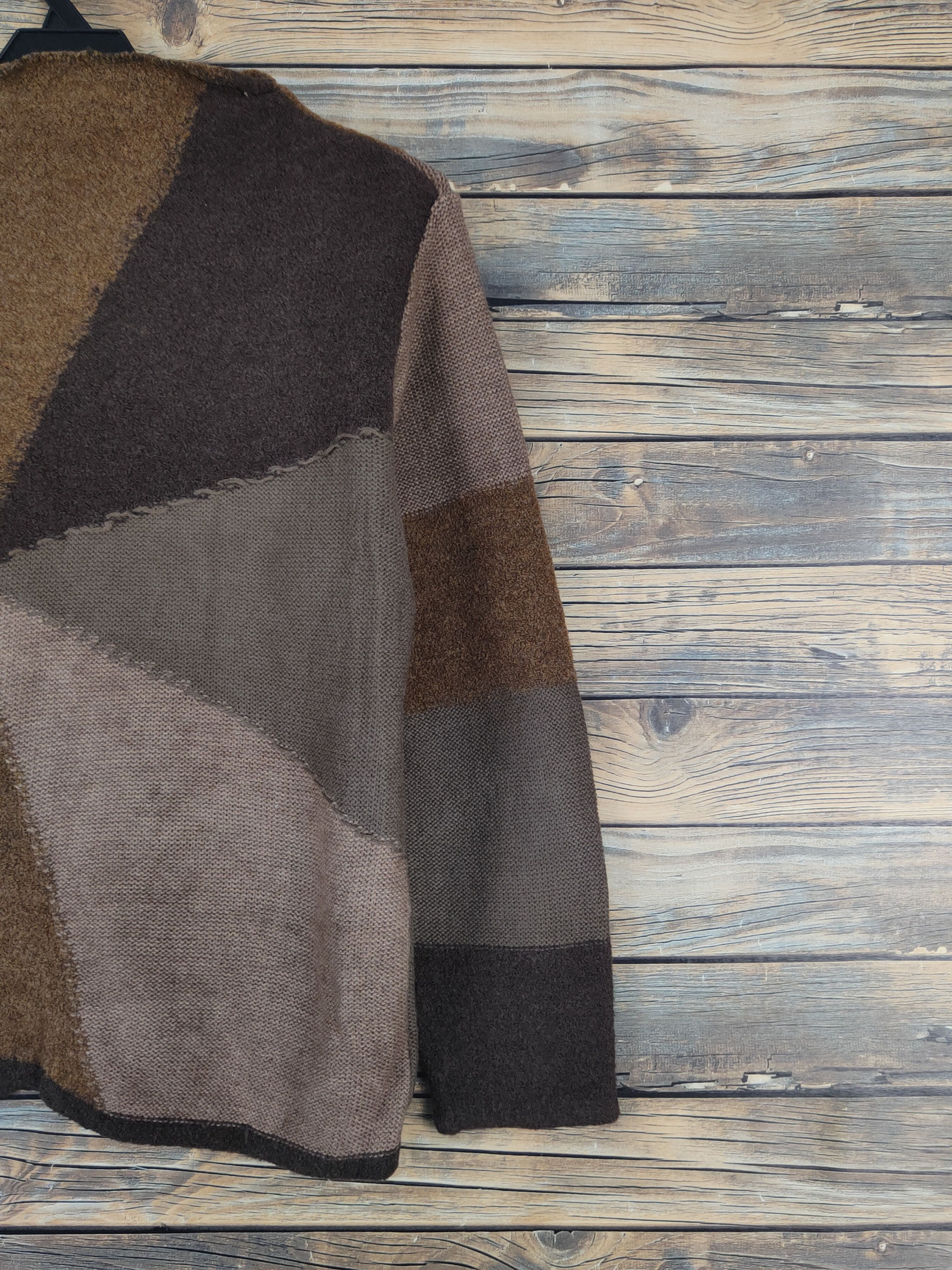 Homespun Knitwear × Japanese Brand × Vintage Mimosalip Dark Brown Knitwear patchwork Sweatshirts #W1270 Size US S / EU 44-46 / 1 - 9 Thumbnail