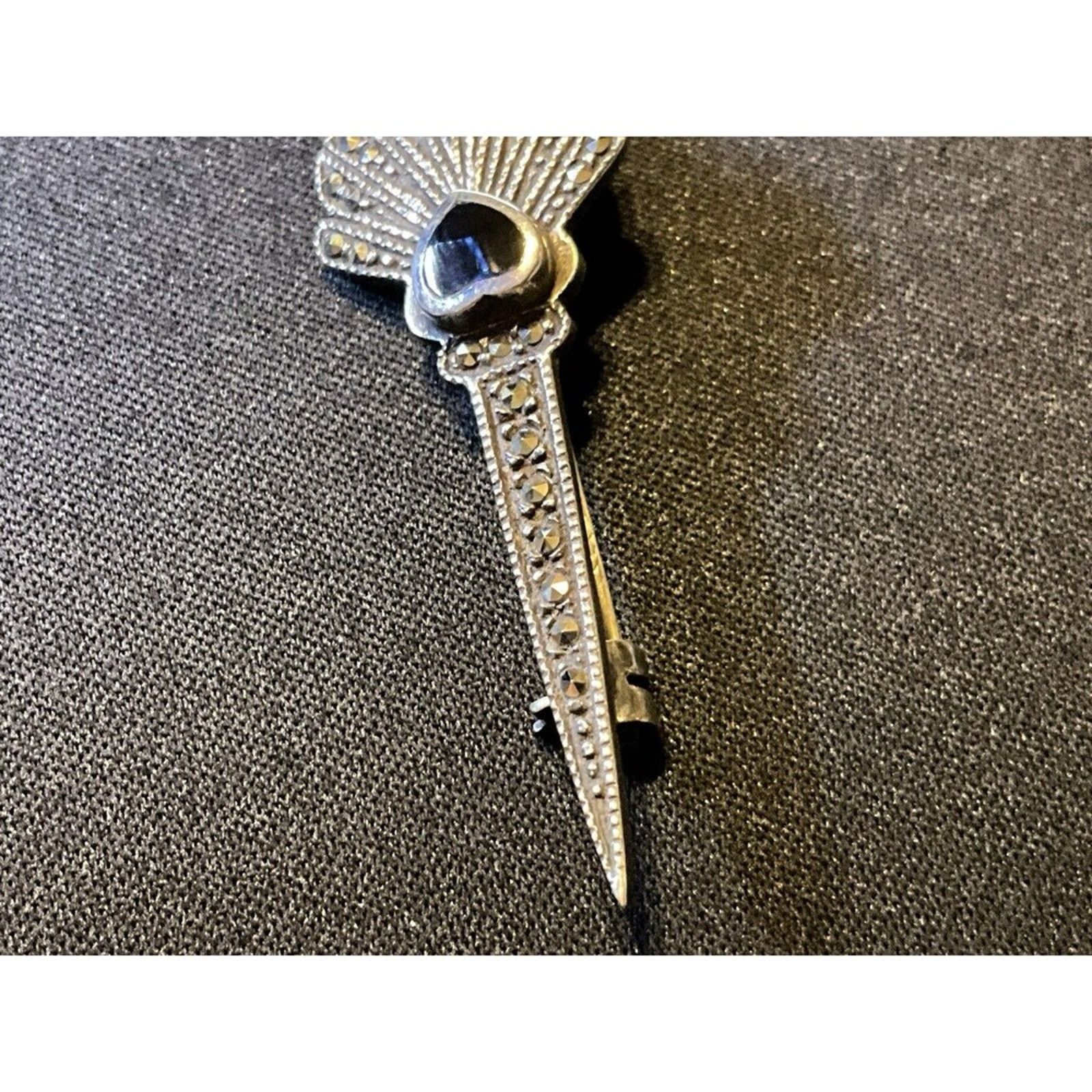 MCM 925 Marcasite and Onyx MCM Brooch Size ONE SIZE - 4 Thumbnail