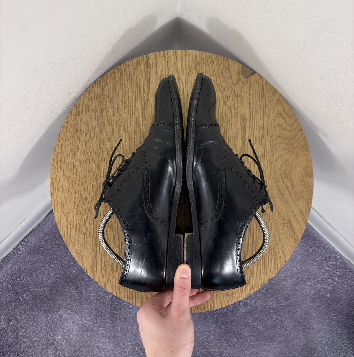 Prada Prada Men’s Black Leather Cap-Toe Brogue Oxford Dress Shoes Size US 8.5 / EU 41-42 - 14 Thumbnail