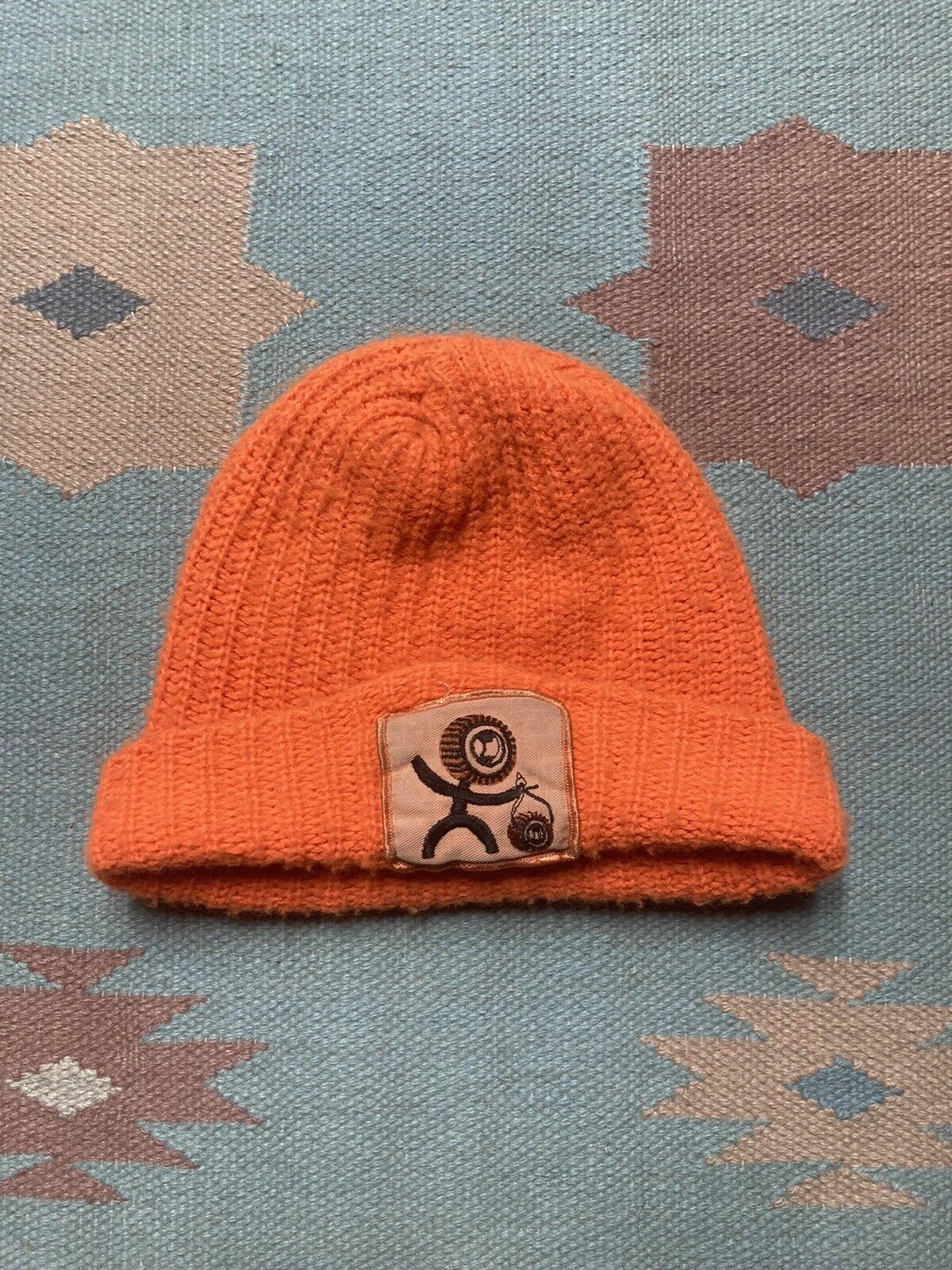 Scully × Vintage Vtg acrylic knit beanie hi vis gear head patch mechanic Size ONE SIZE - 2 Thumbnail