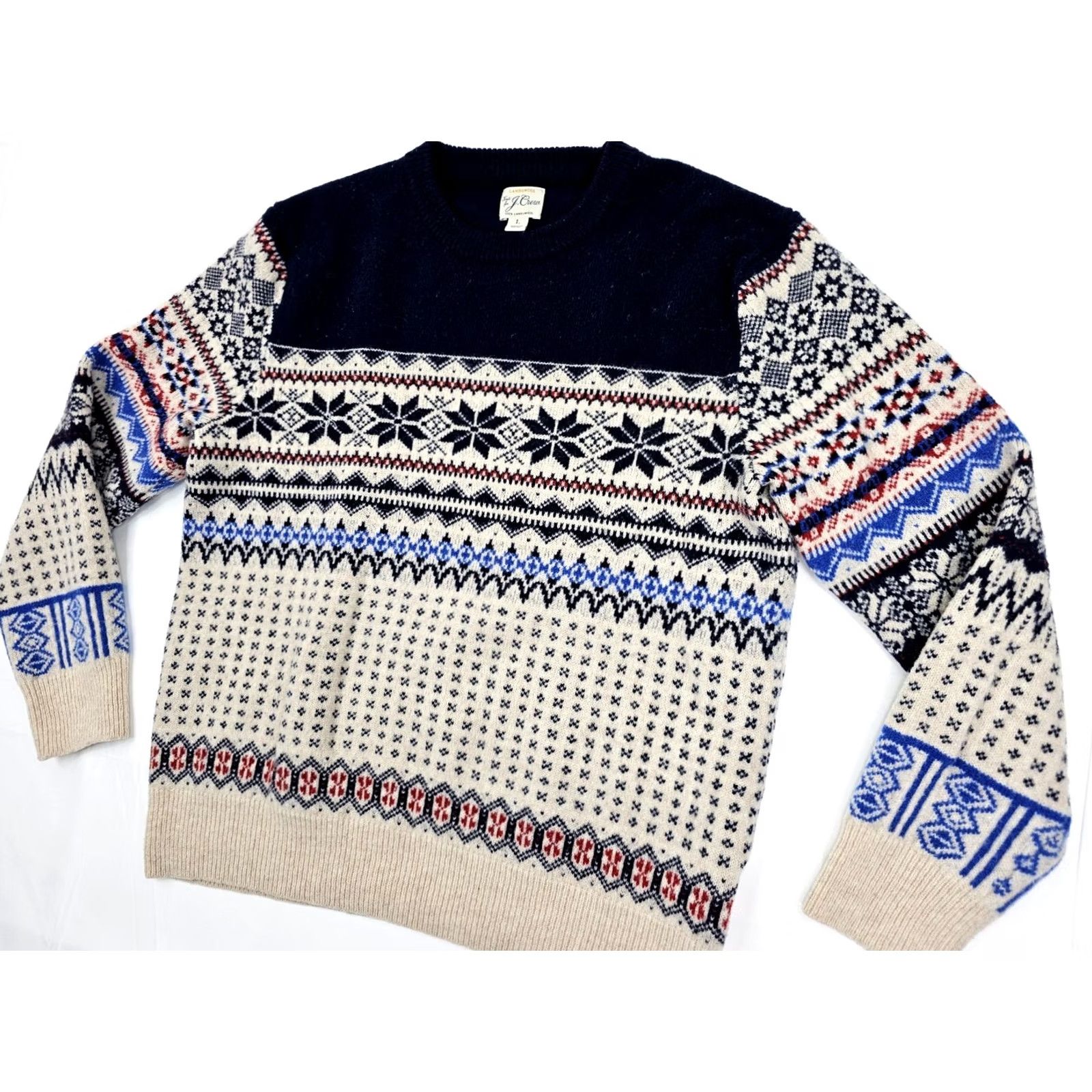 J.Crew J.CREW 100% Lambswool Knit Fair Isle Sweater Men M Crew Neck Multicolor Nordic Pattern Size US M / EU 48-50 / 2 - 2 Thumbnail