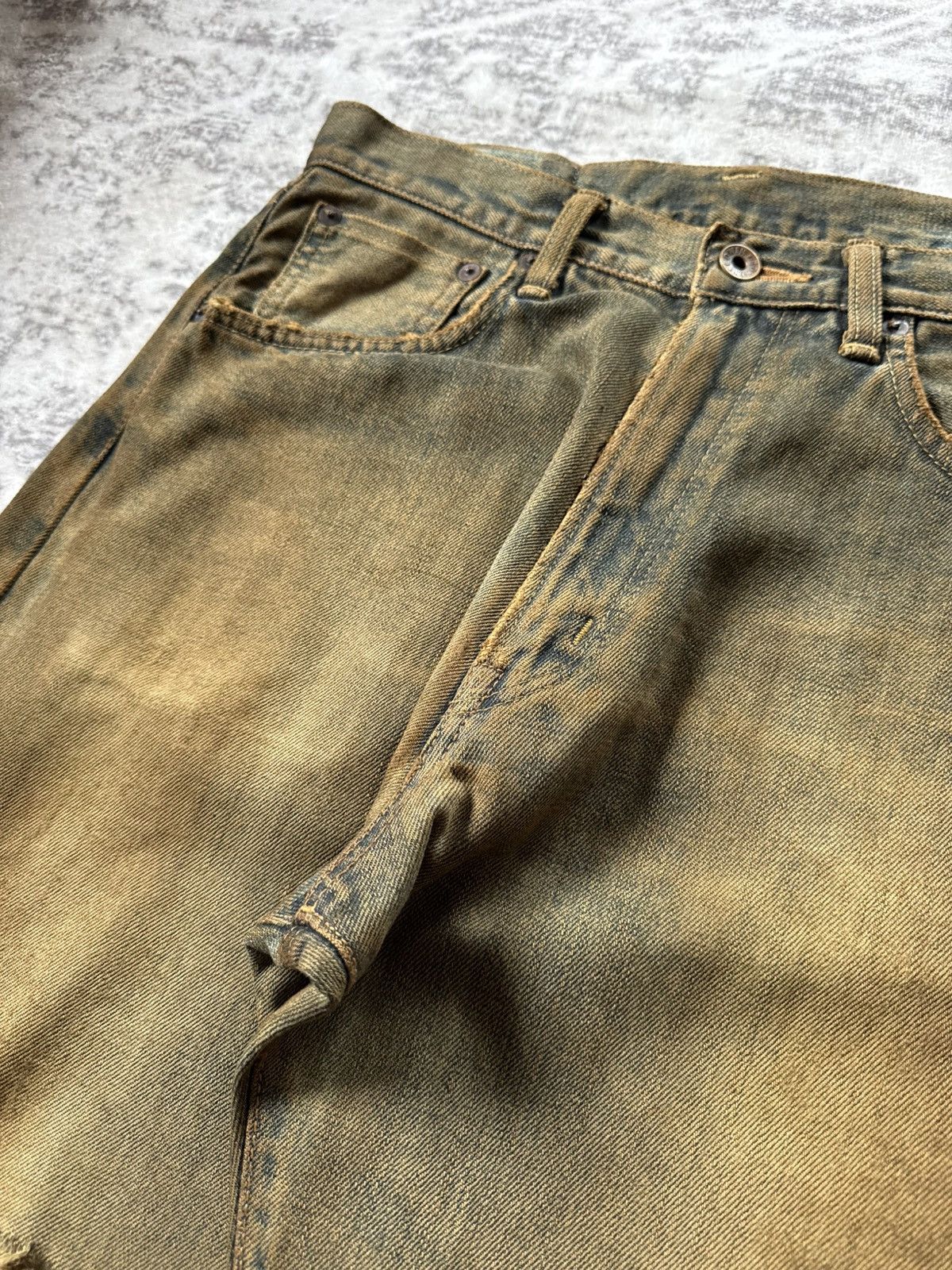 Edwin Edwin 505 OG Type 1 Mud Wash Distressed Selvedge Baggy Jeans Size US 29 - 12 Thumbnail