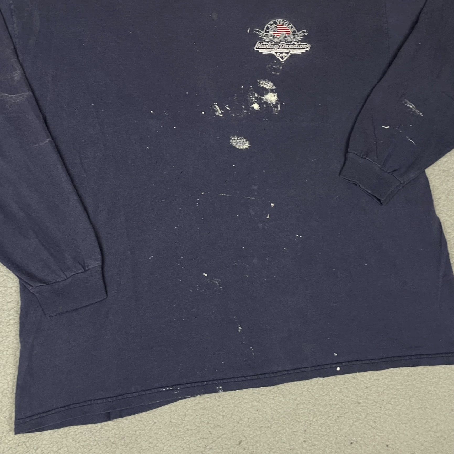 Harley Davidson VINTAGE Harley-Davidson T-shirt Adult XL Blue Distressed Embroidered Logo Long Sleeve Crew Neck Men's Harley-Davidson Shirt Size US XL / EU 56 / 4 - 7 Thumbnail