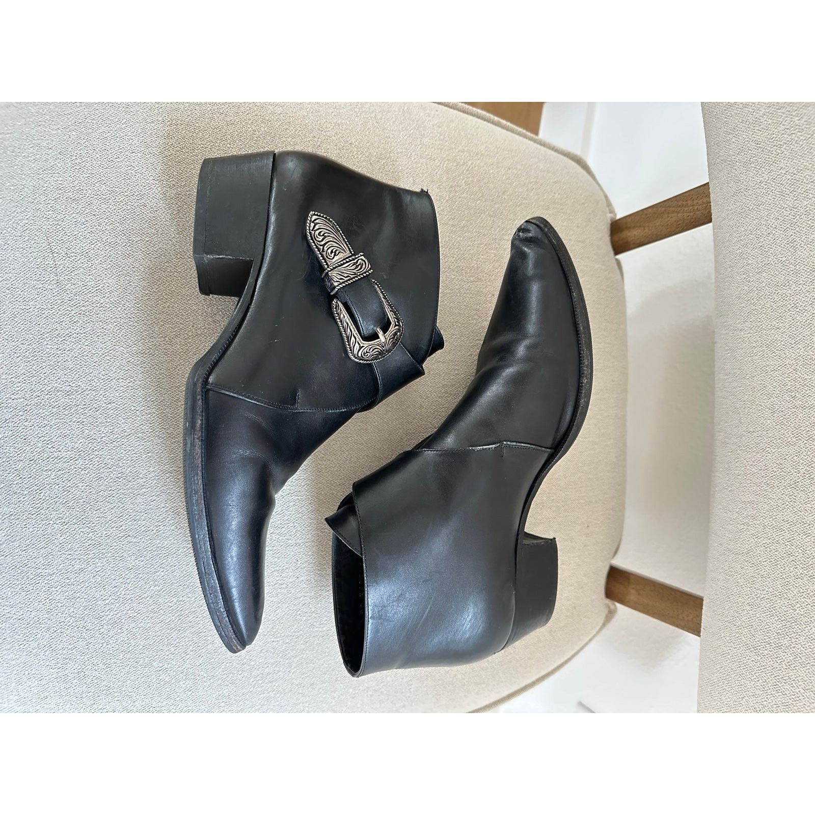 Saint Laurent Paris Saint Laurent Black Calfskin Leather Ankle Boot 41 Size US 11 / IT 41 - 4 Thumbnail