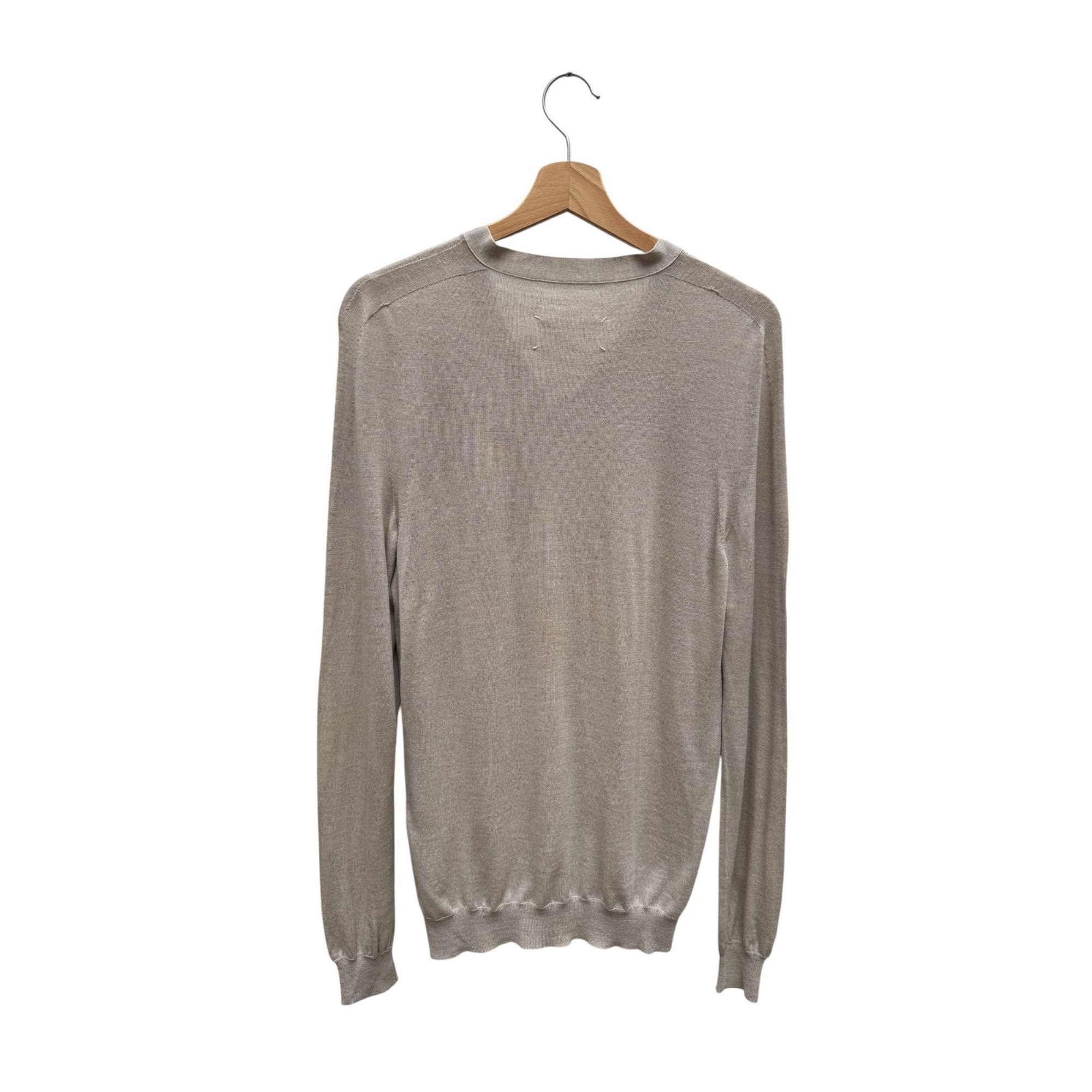 Maison Margiela Vintage Line 14 Silk Cotton Beige V-Neck Knit Sweater Size US S / EU 44-46 / 1 - 4 Thumbnail