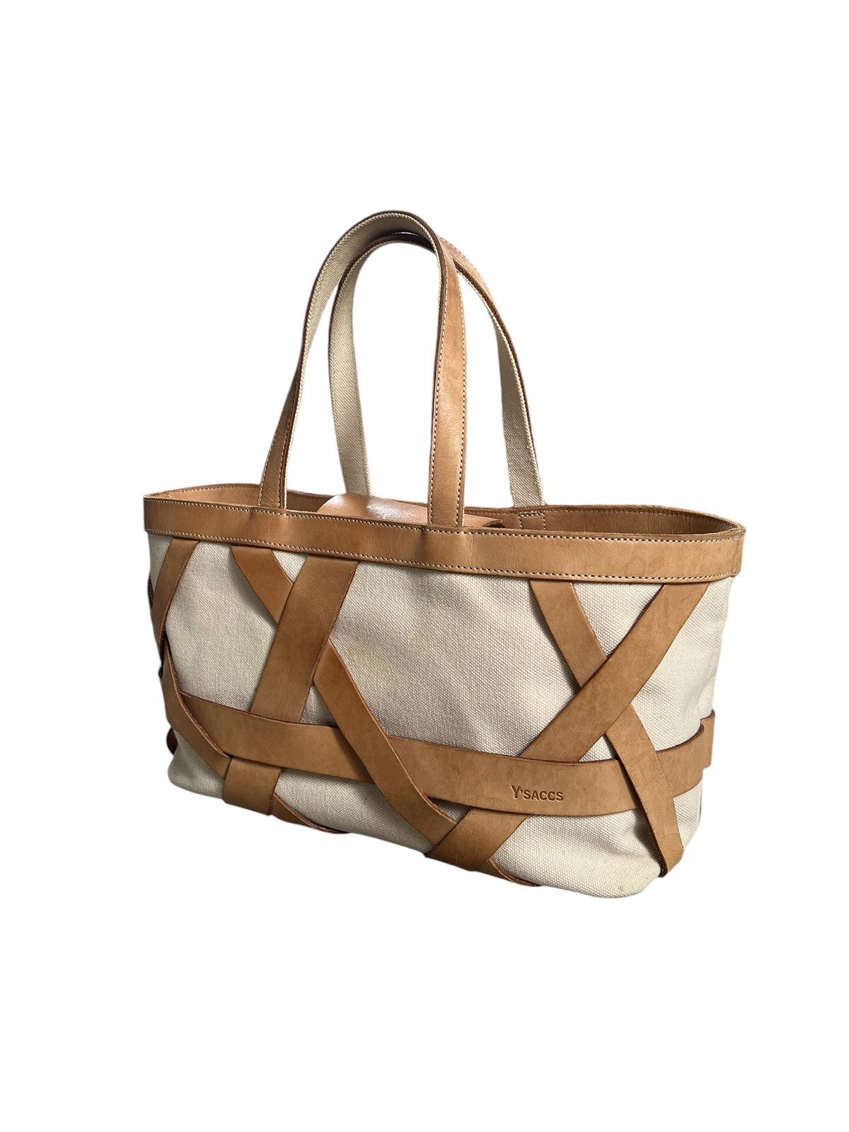 1990 Yohji Yamamoto Y’SACCS Heavy Canvas + Leather Handbag