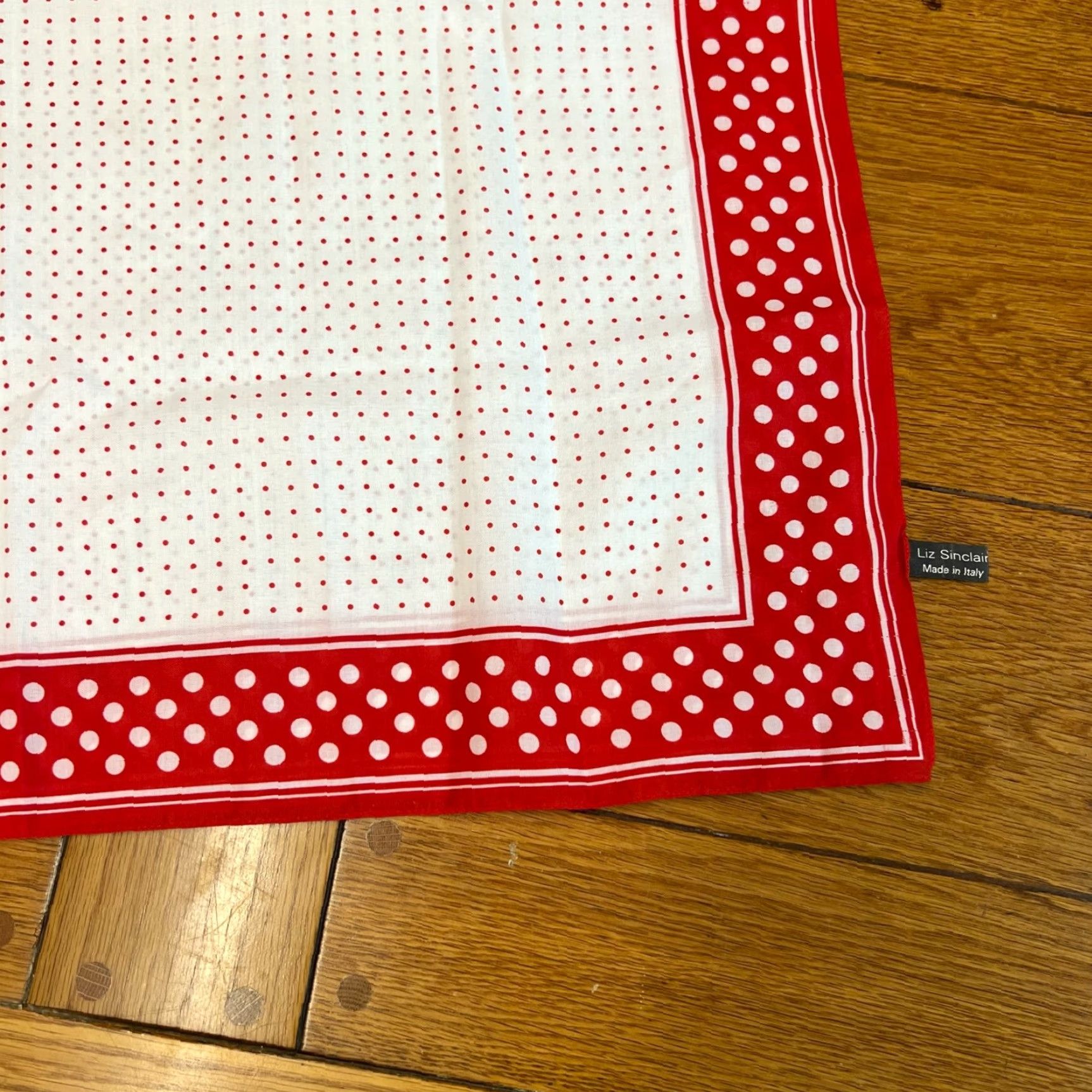 Vintage VINTAGE Liz Sinclair Scarf 30X30 Red White Polka Dots 80s Square Scarf Women Italy Polyester Chiffon Lace Pattern Vintage Yes Size ONE SIZE - 5 Thumbnail