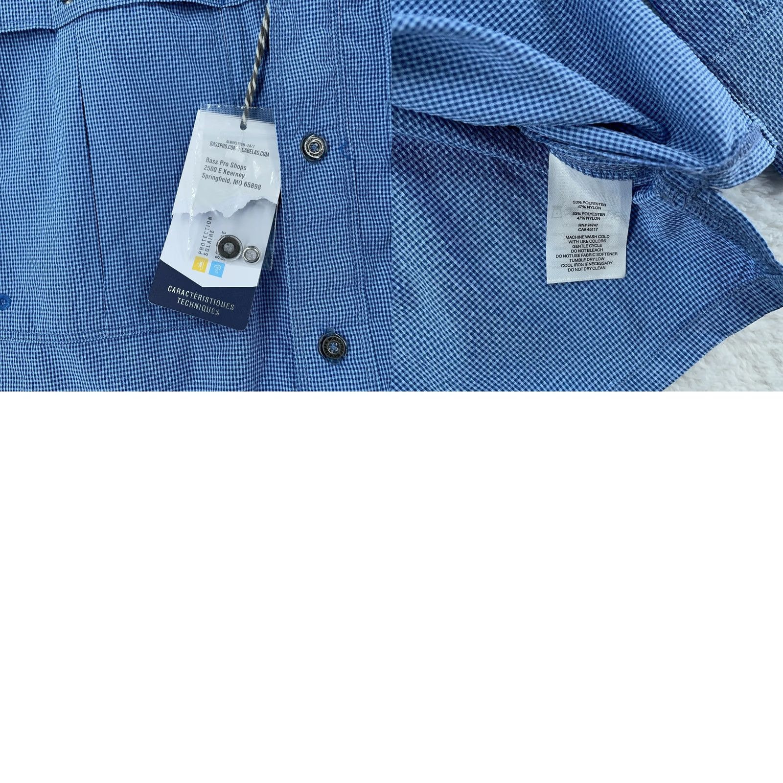 Vintage World Wide Sportsman Shirt Mens M Blue Nylon Polyester Button-Up Collared UPF 50 Casual Breathable Pockets Long Sleeve Size US M / EU 48-50 / 2 - 8 Thumbnail