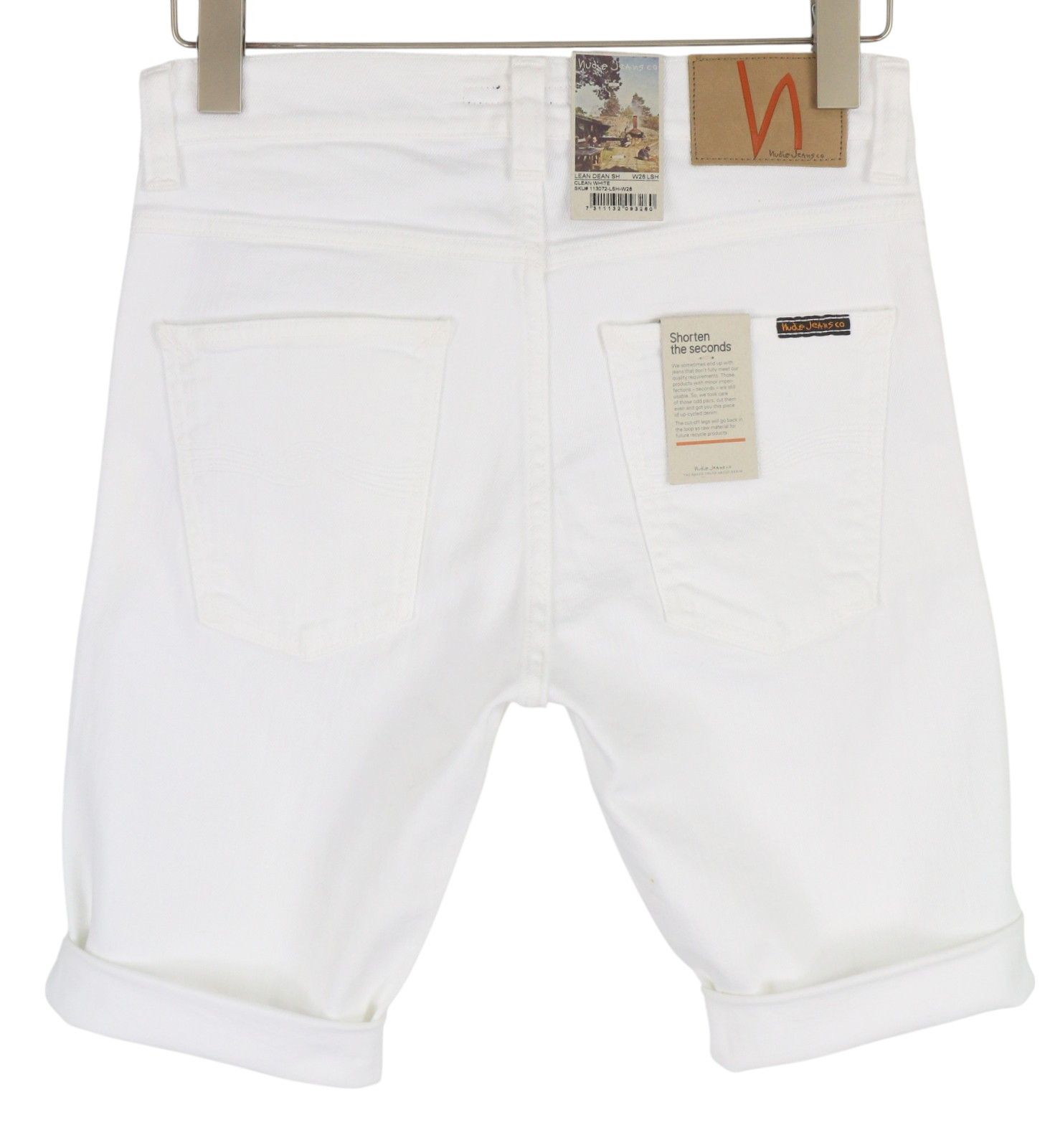 Nudie Jeans LEAN DEAN W28 Denim White Zip Cotton Turn Up Shorts 83840 Size US 28 / EU 44 - 2 Thumbnail