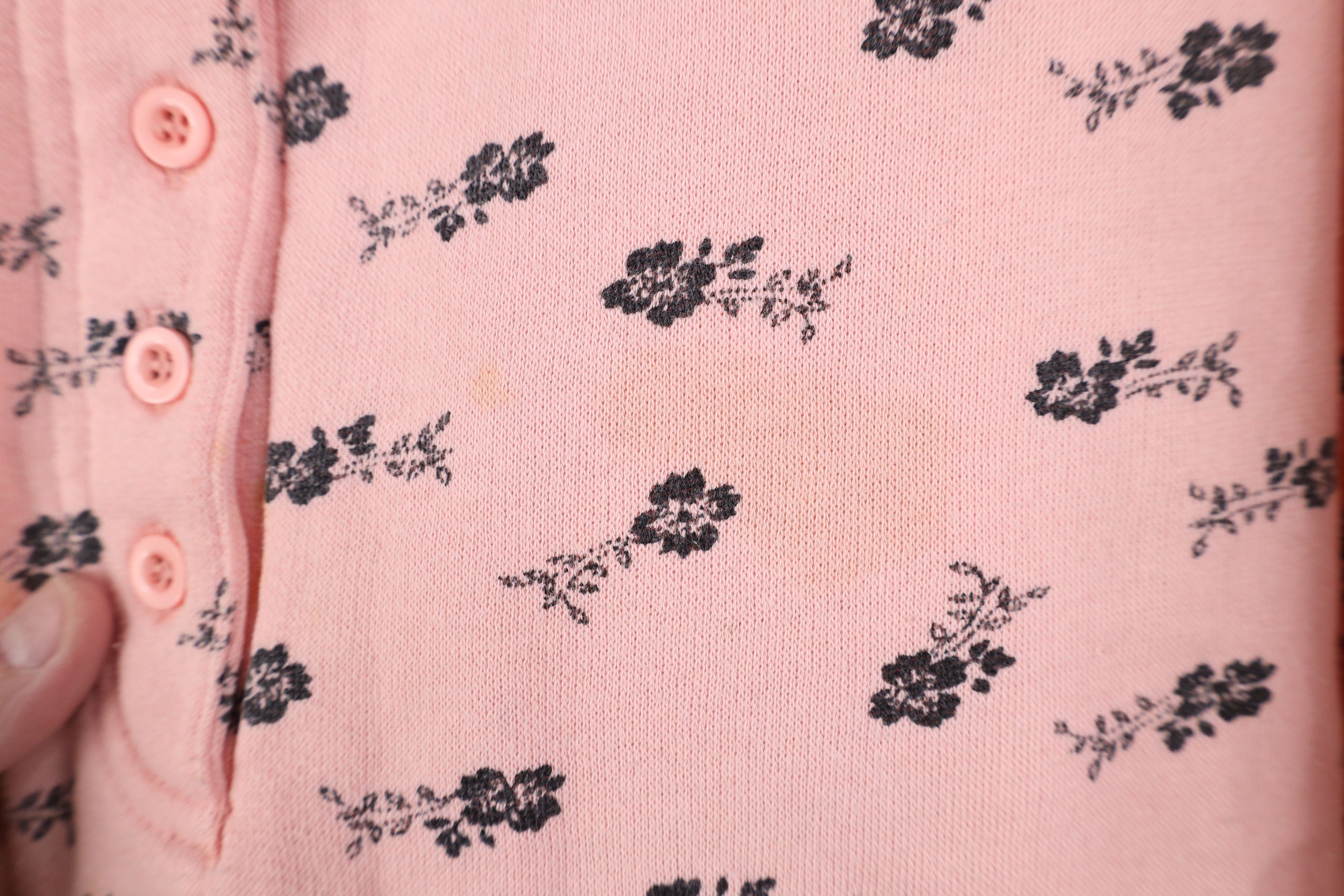 Vintage Vintage 90s Streetwear Flower Henley Sweatshirt Pink Size L / US 10 / IT 46 - 5 Thumbnail
