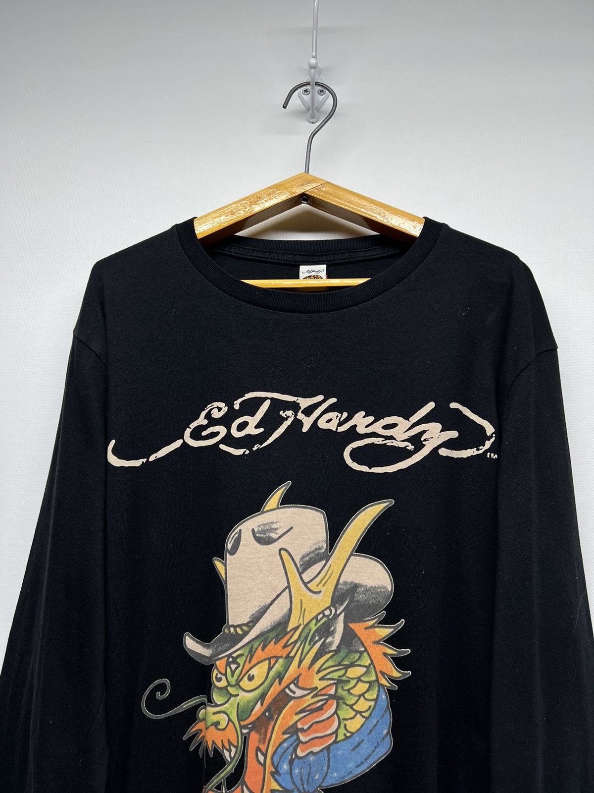 Christian Audigier × Ed Hardy × Vintage Vintage Y2k Ed Hardy Japan Dragon 🐉 Big Logo Long Sleeve 00s Size XL / US 12-14 / IT 48-50 - 4 Thumbnail
