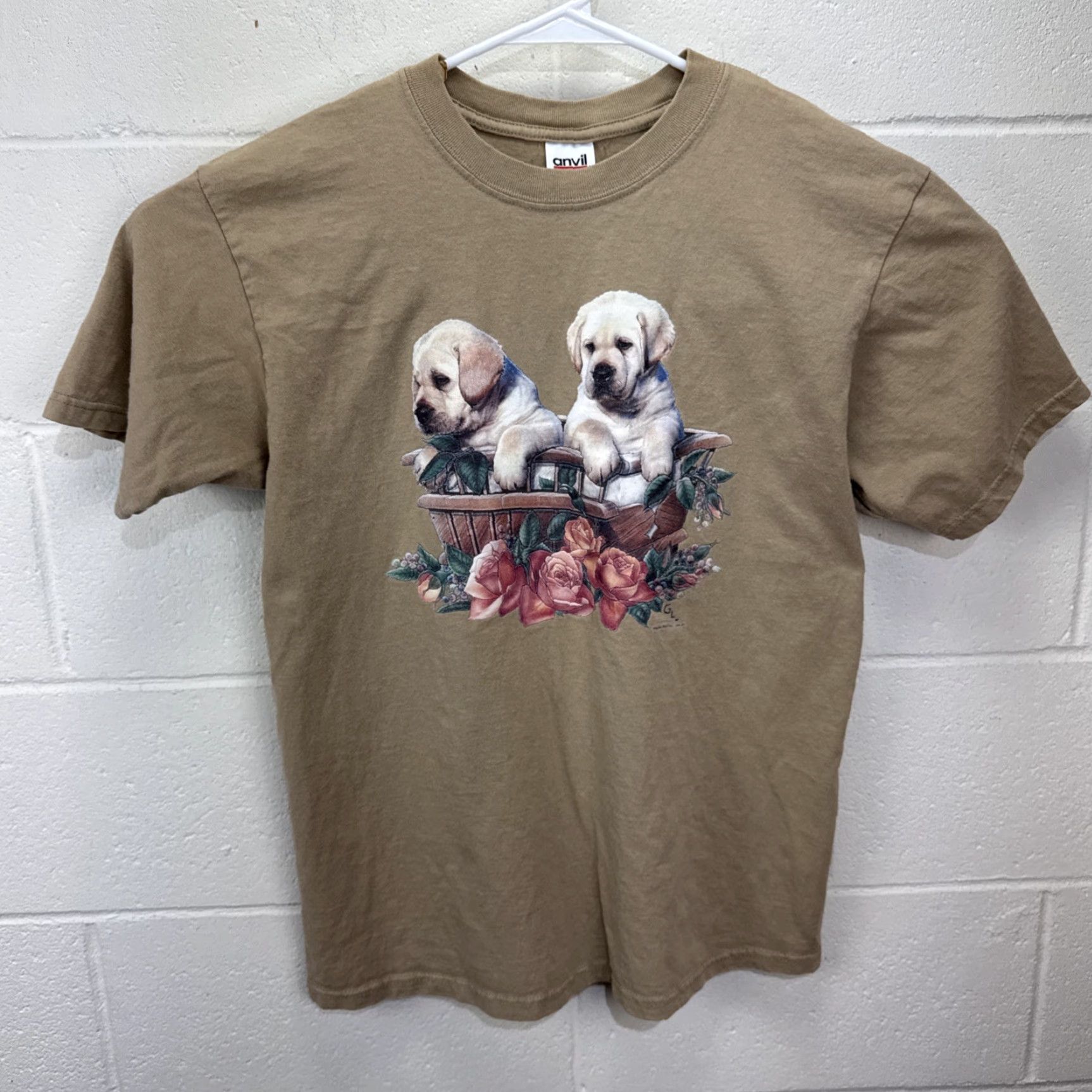 Anvil Vintage Anvil T-Shirt Unisex Adults Large Flowers Labrador Dogs 90s Art Casual Seasonal Size L / US 10 / IT 46 - 2 Thumbnail