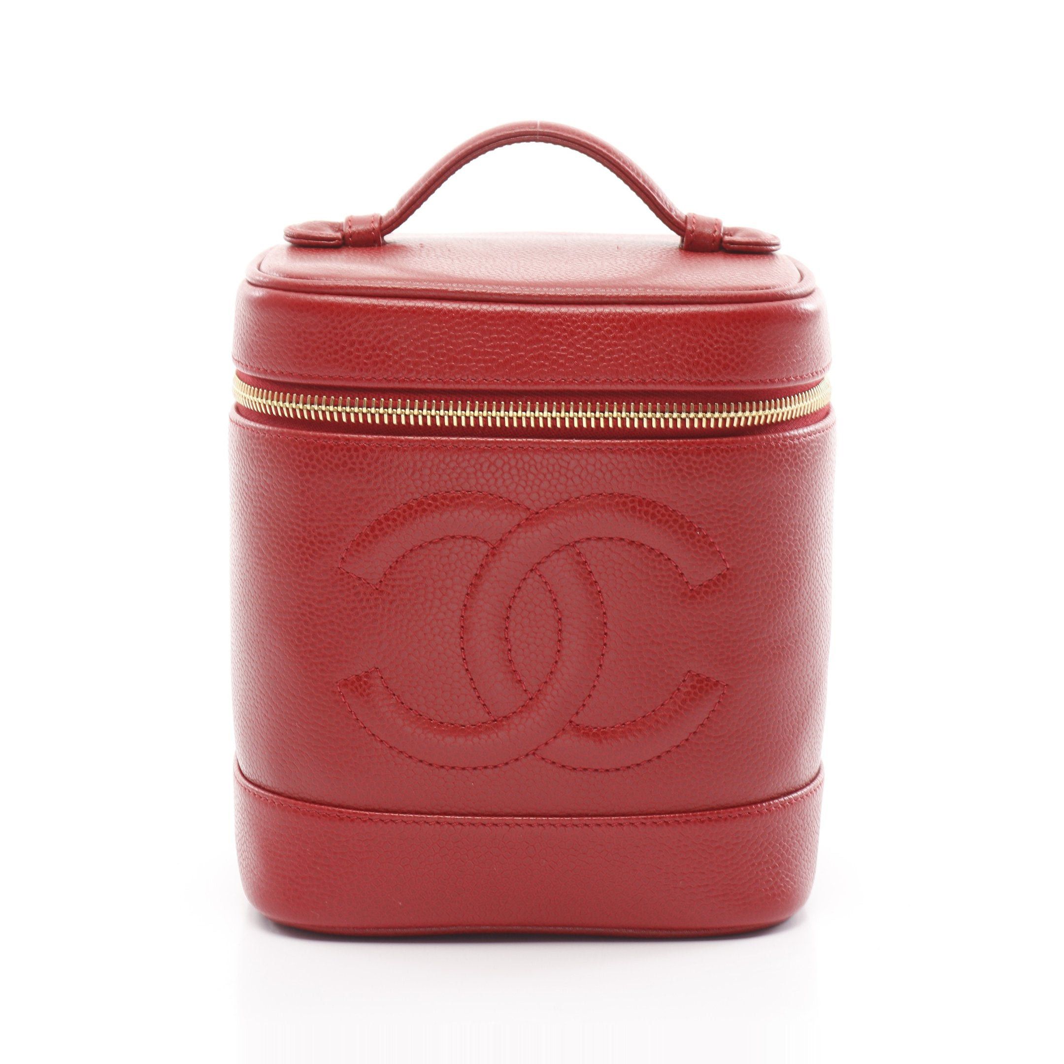 Chanel Chanel Coco Mark Handbag Vanity Bag Caviar Skin Red Gold Hardware Size ONE SIZE - 1 Thumbnail