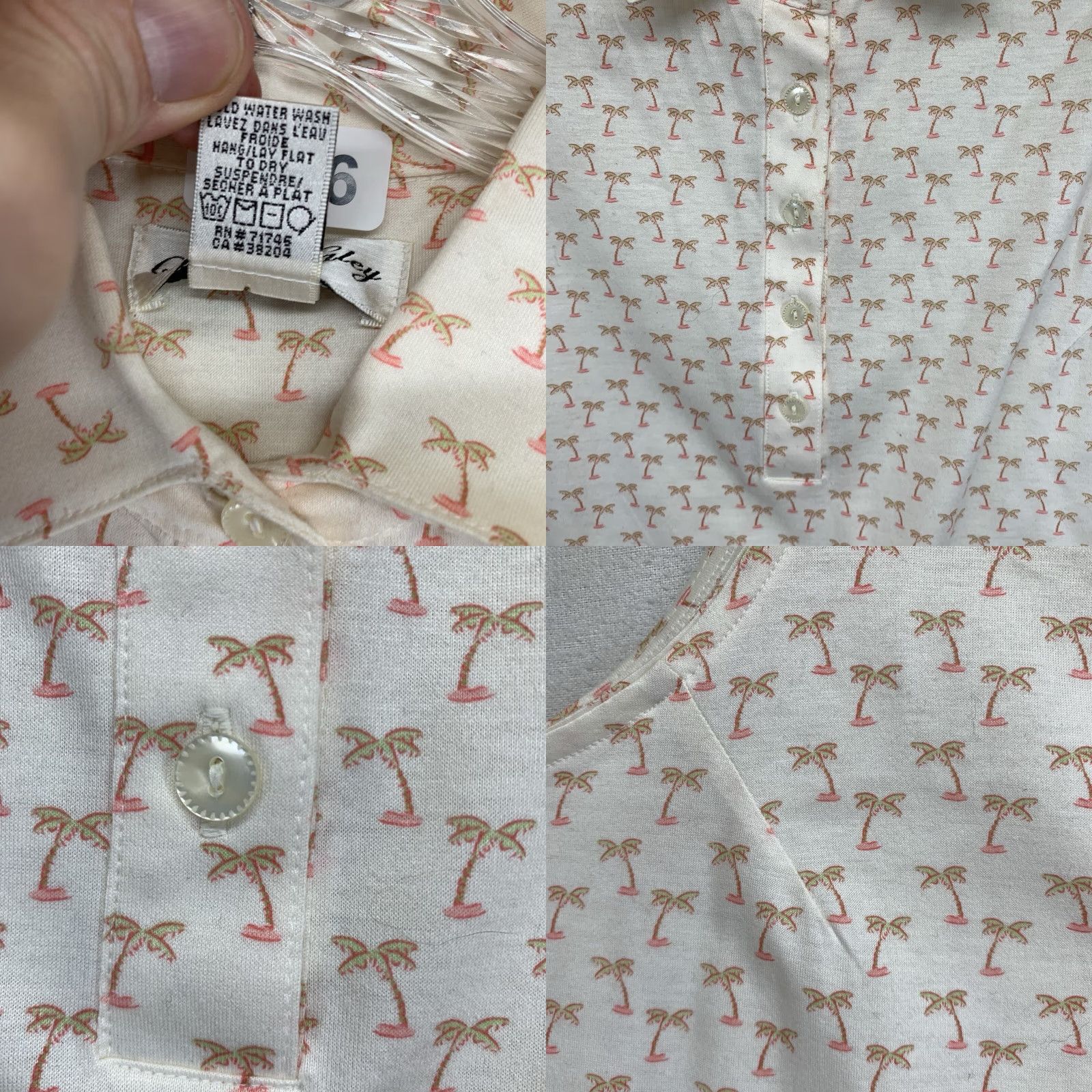 Vintage Sport Haley Women's Collared Tank Top AOP Ivory Pink Palm Trees Cute Medium Top Womens Size M / US 6-8 / IT 42-44 - 8 Thumbnail