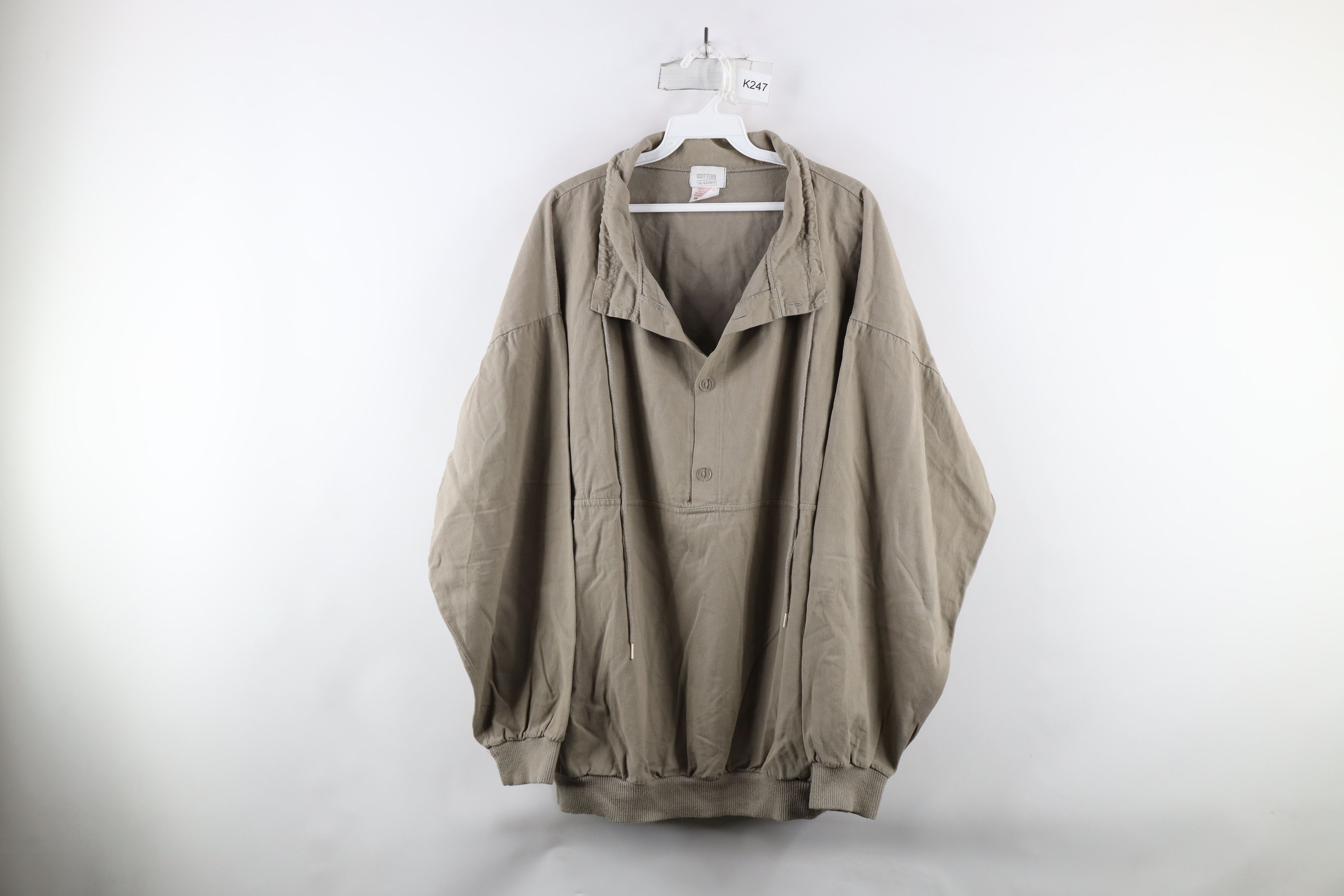 Vintage Vintage 90s Streetwear Cotton Twill Pullover Jacket Beige Size US L / EU 52-54 / 3 - 1 Thumbnail