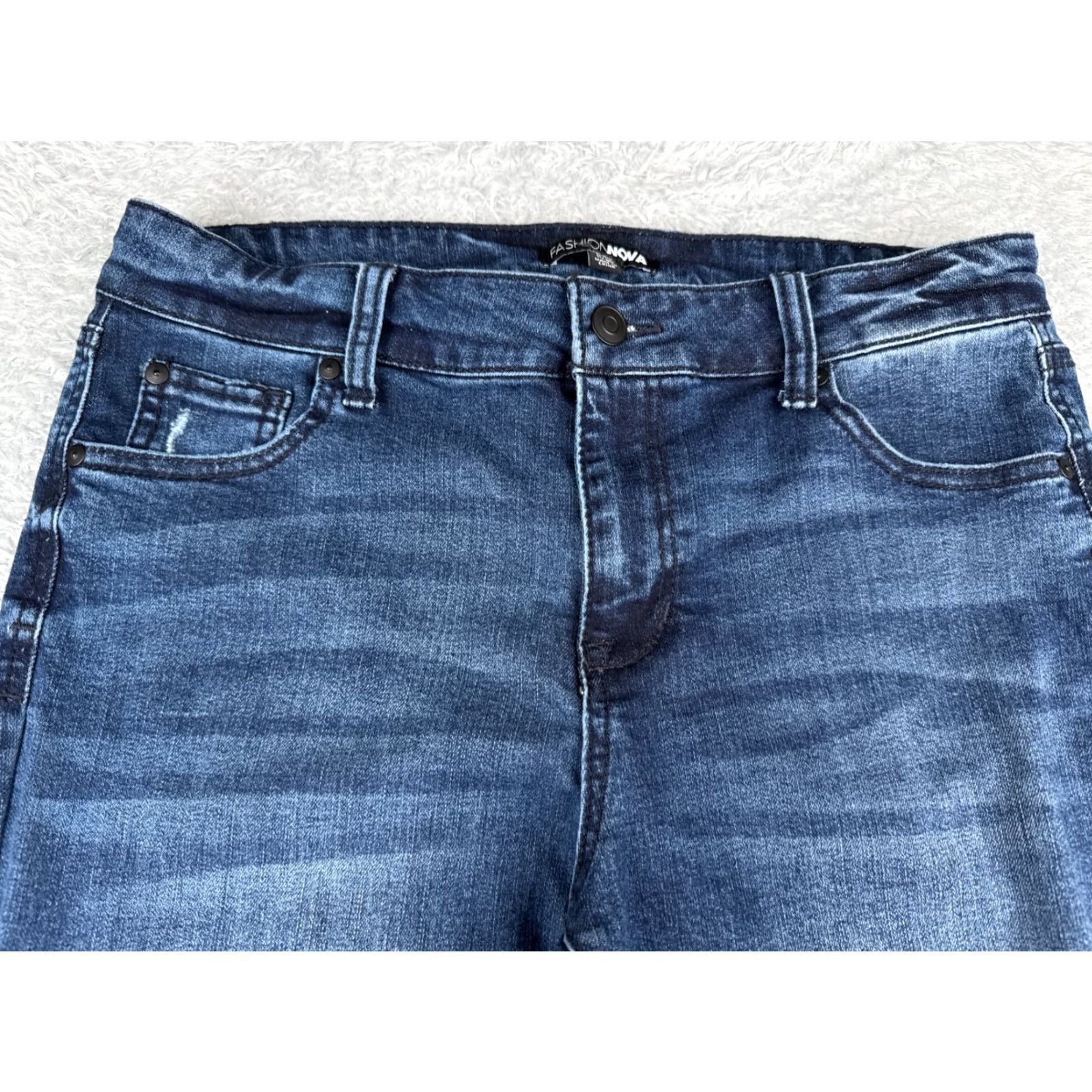 Fashion Nova Fashion Nova Jeans Womens 11 Blue Denim Skinny Tapered Distressed Cotton 30x26 Size 32" / US 10 / IT 46 - 4 Thumbnail