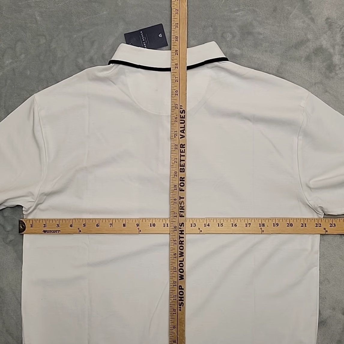 Vintage Marc Asher Shirt Men XL White Navy Performance Knit Stretch Polo MATP100104 NEW Size US XL / EU 56 / 4 - 6 Thumbnail