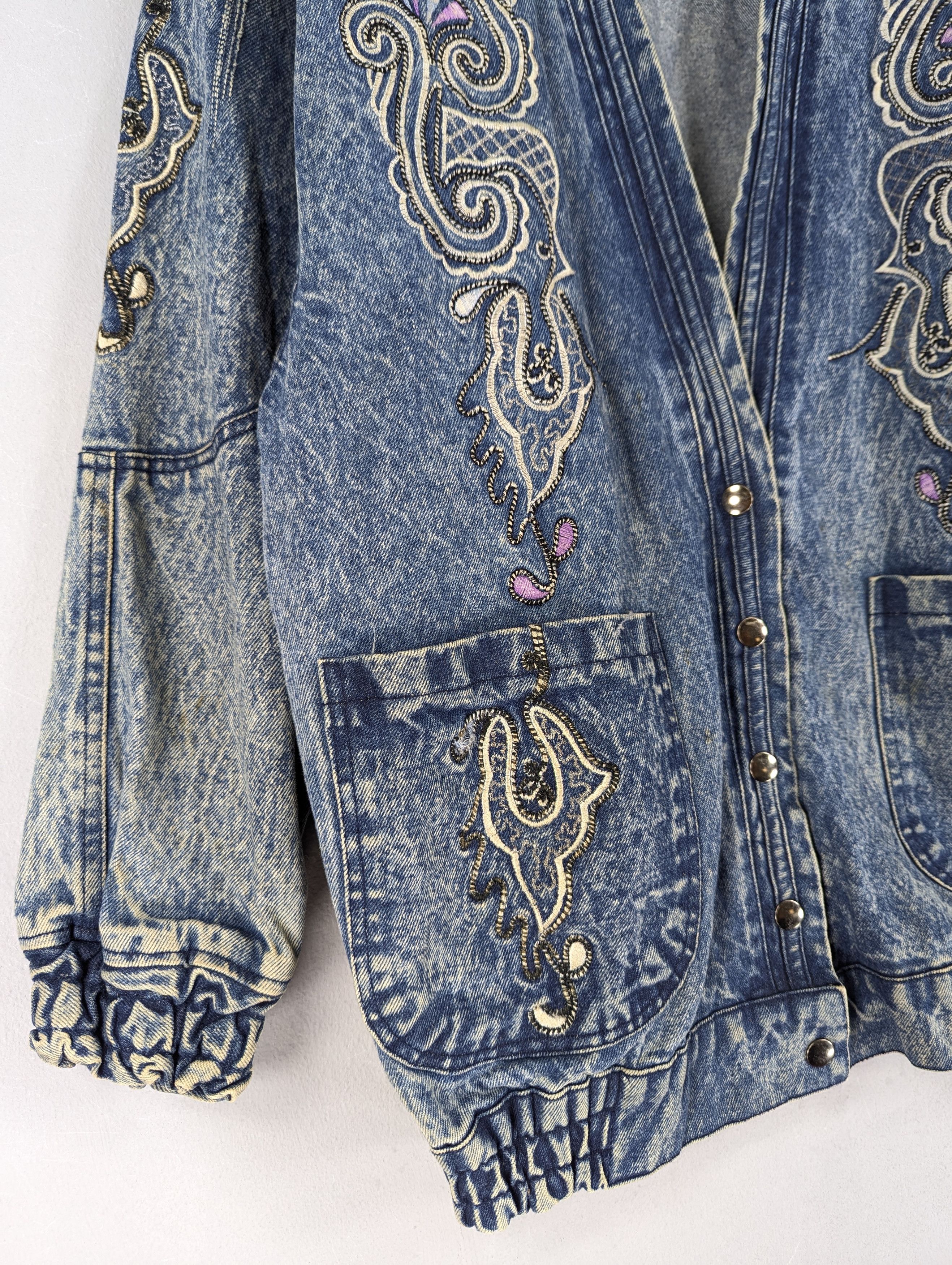 Vintage Corrose Cardigan Embroidery Denim Jacket