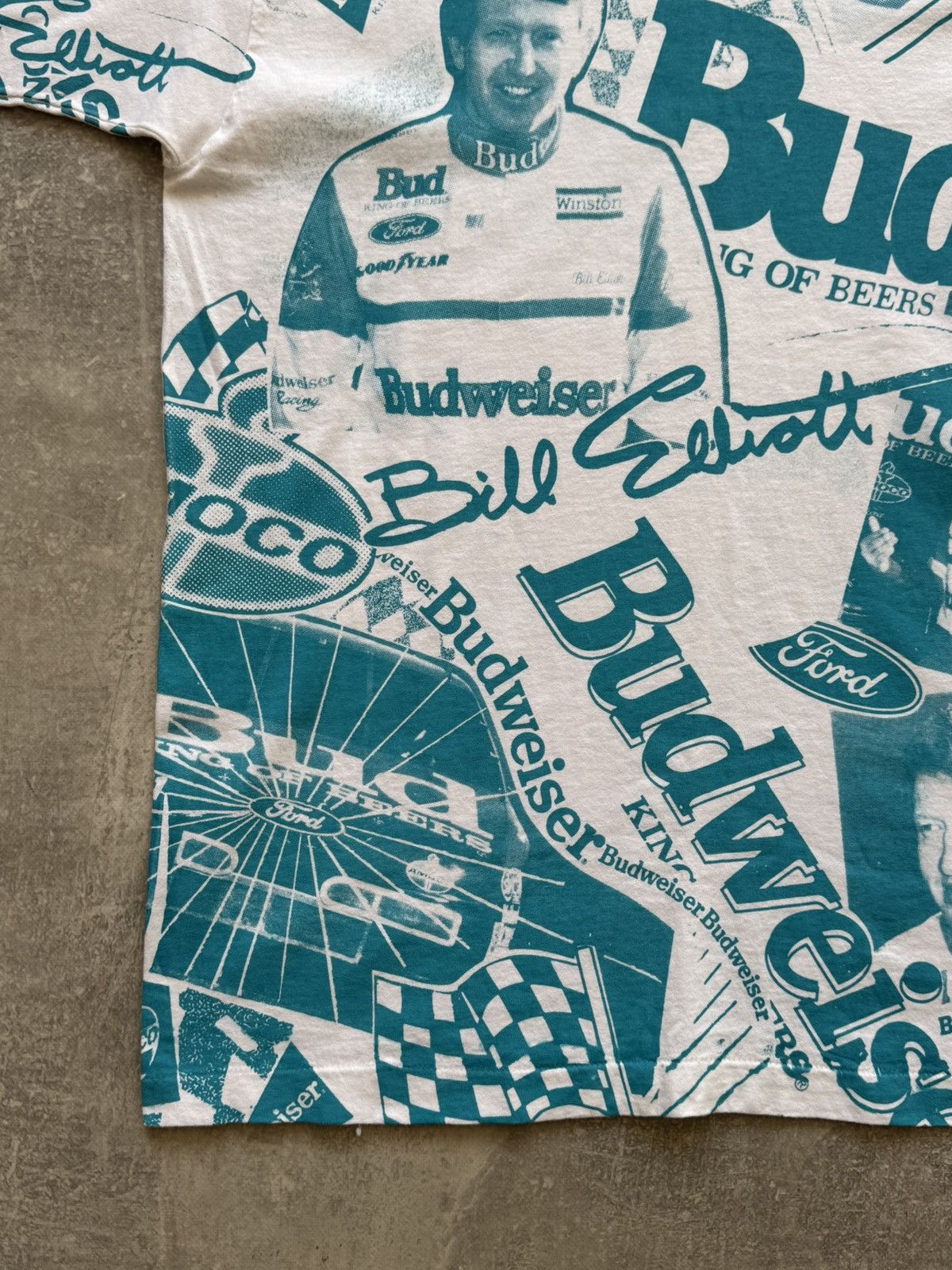Budweiser Vintage 90s Bill Elliott Ford Budweiser Nascar Racing Tee Size US XL / EU 56 / 4 - 2 Thumbnail