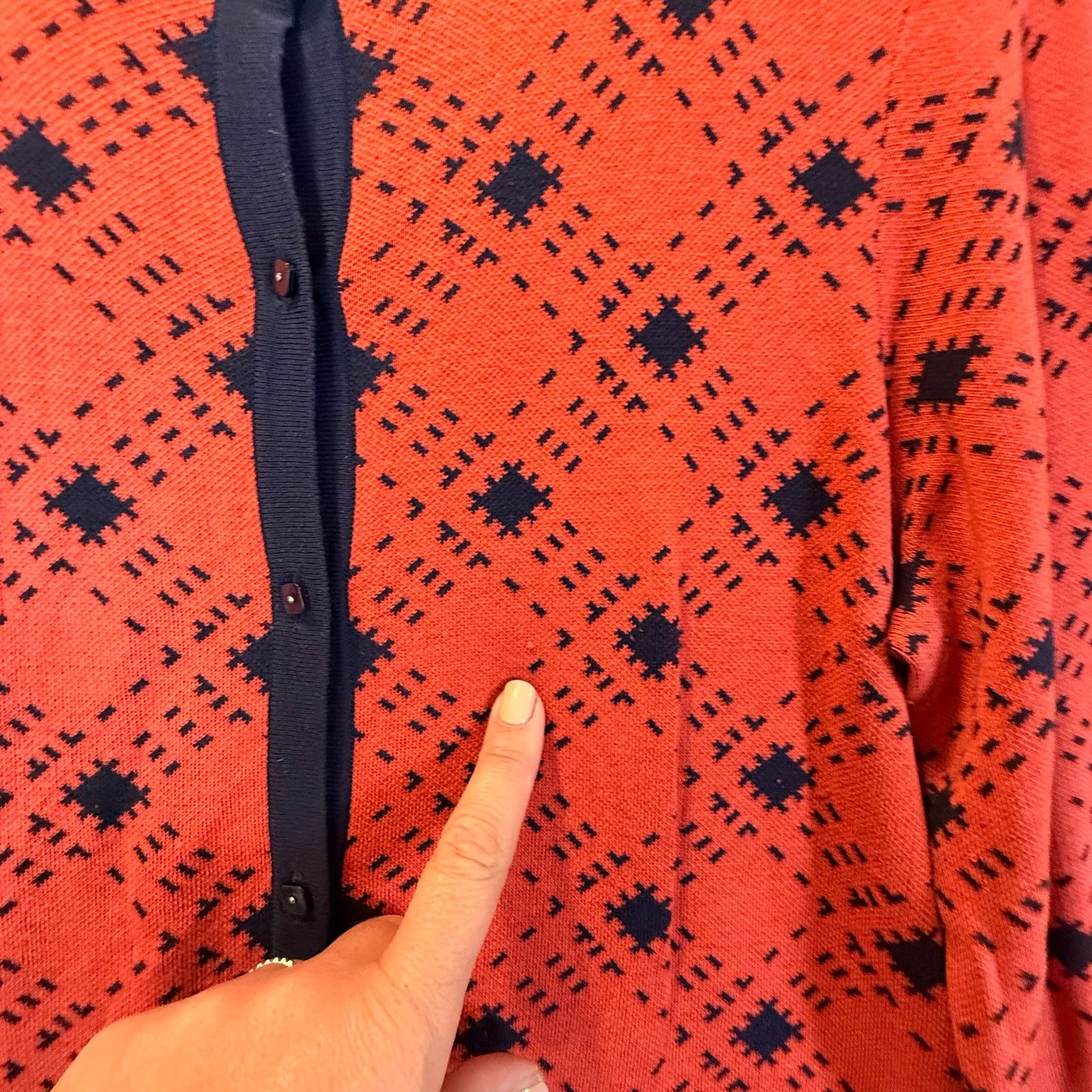 Pendleton Pendleton Silk Button Down Cardigan L Coral Red Orange Blue Size L / US 10 / IT 46 - 6 Thumbnail