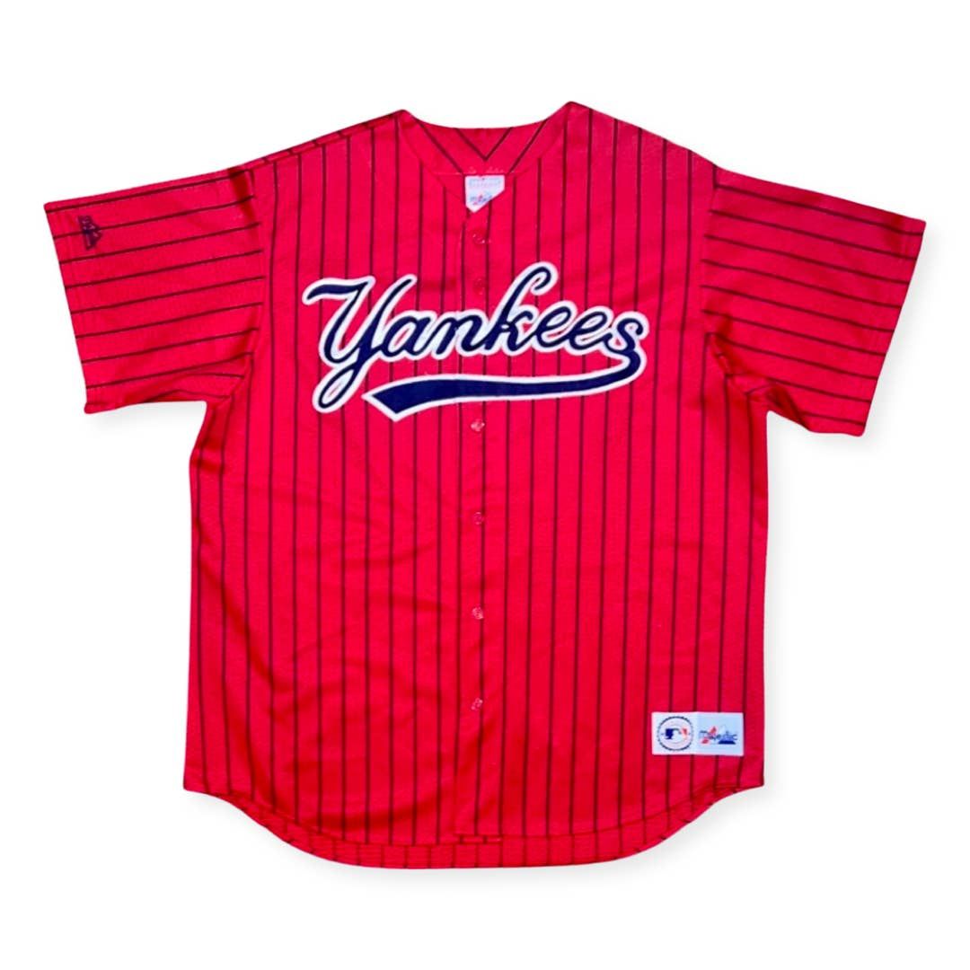 Vintage 1990s Majestic New York Yankees Jersey Red Blank Back 