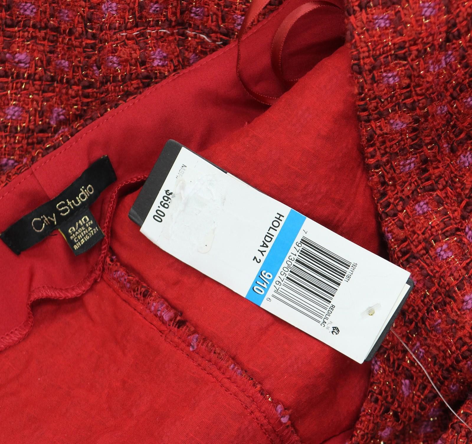 Other Nwt City Studios Tweed Mini Dress 1921yt1bt1 Red Lilac 9/10 Size M / US 6-8 / IT 42-44 - 3 Thumbnail