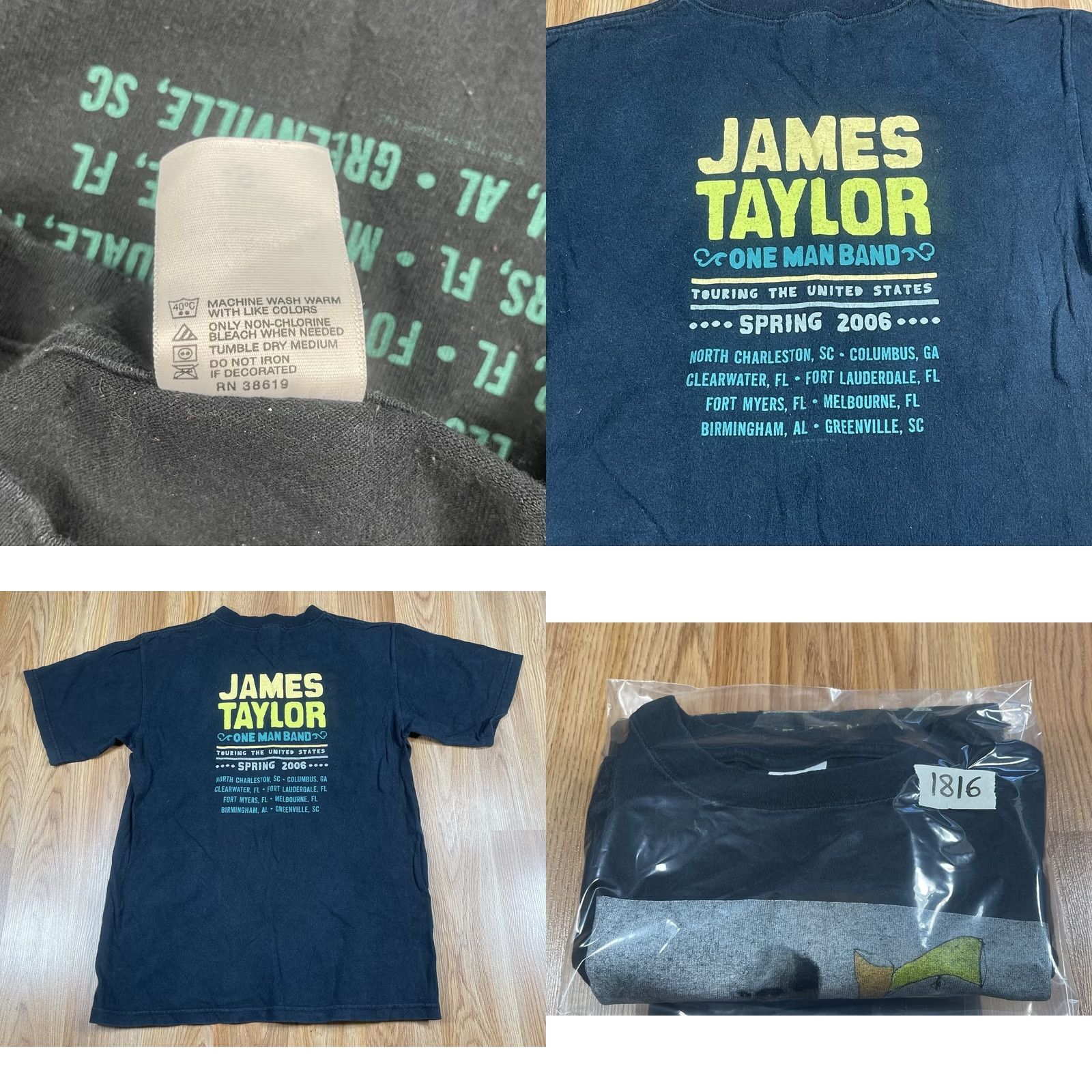 Anvil Anvil T-Shirt Mens S Small Graphics James Taylor One Man Band 2006 CrewNeck Black Size US S / EU 44-46 / 1 - 8 Thumbnail