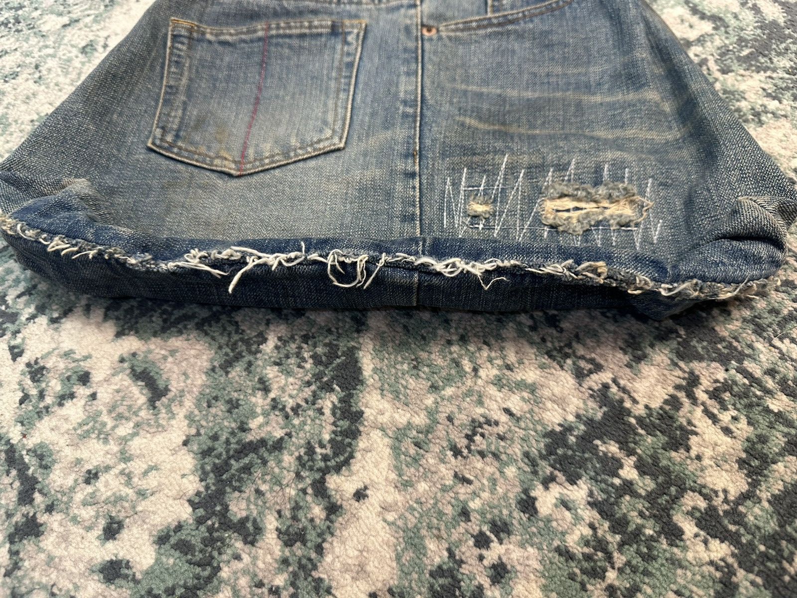 If Six Was Nine L.G.B Le Grande Bleu | Reconstructed Denim Distressed Bag Size ONE SIZE - 18 Thumbnail
