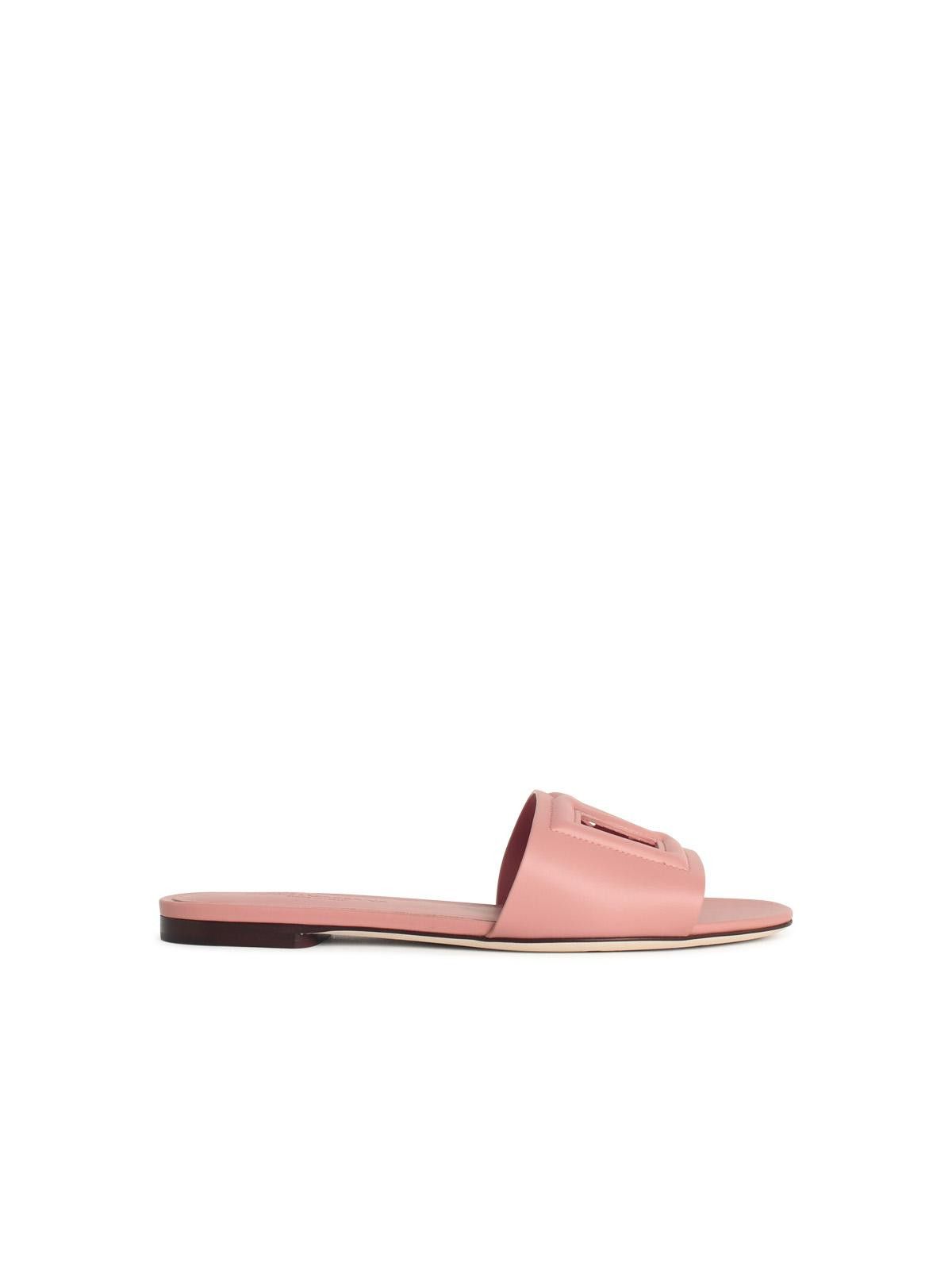 Dolce & Gabbana DOLCE & GABBANA Pink Leather Slippers Size US 7.5 / IT 37.5 - 1 Thumbnail