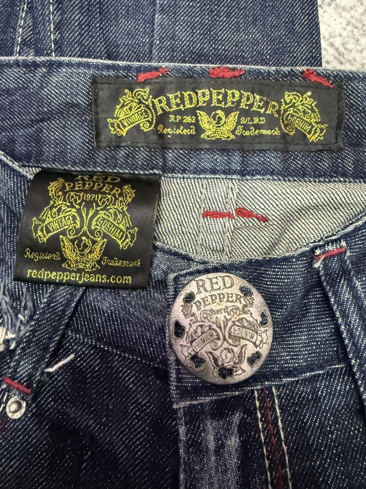Japanese Brand × Tete Homme × semanticdesign Red Pepper Japan Heavy Wash Low Rise Flared Jeans Size US 29 - 23 Thumbnail
