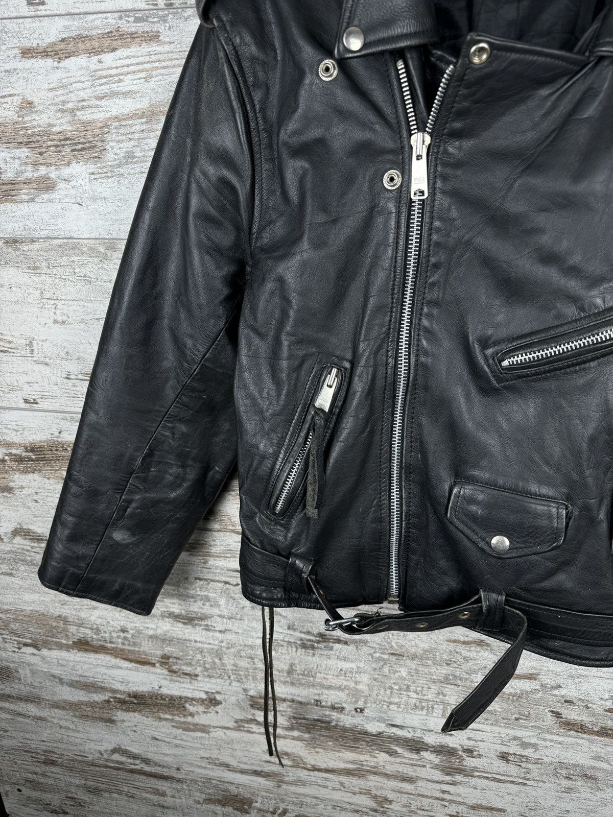 Leather Mens Vintage Leather jacket bombers biker 90s rare y2k Size US S / EU 44-46 / 1 - 3 Thumbnail
