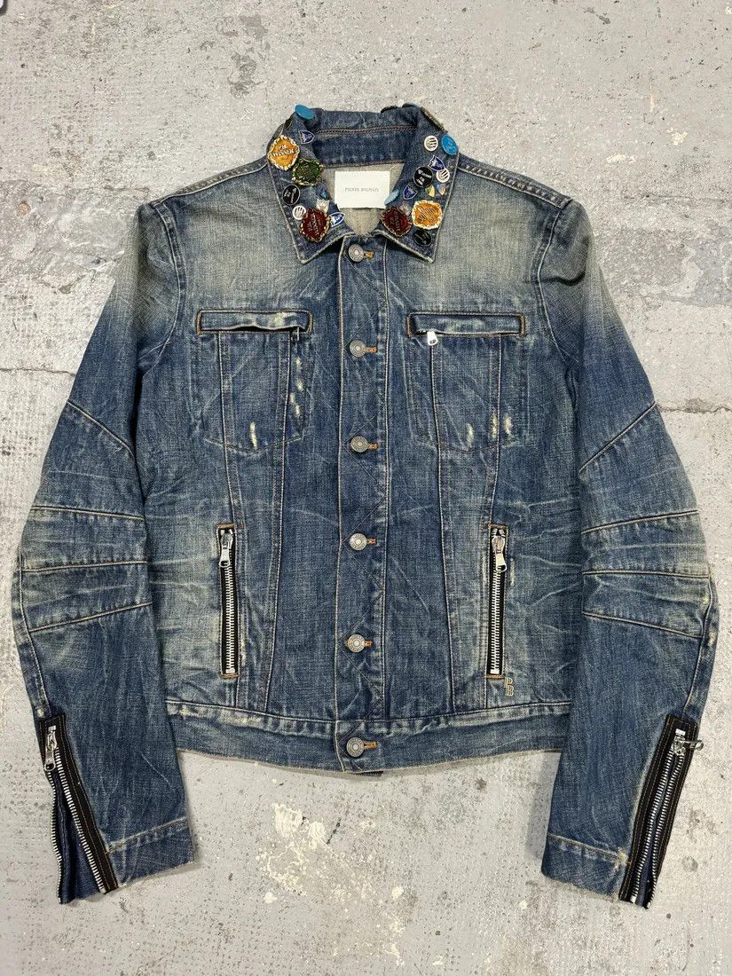 SS2012 Pierre Balmain Winner Pins Faded Denim Jacket