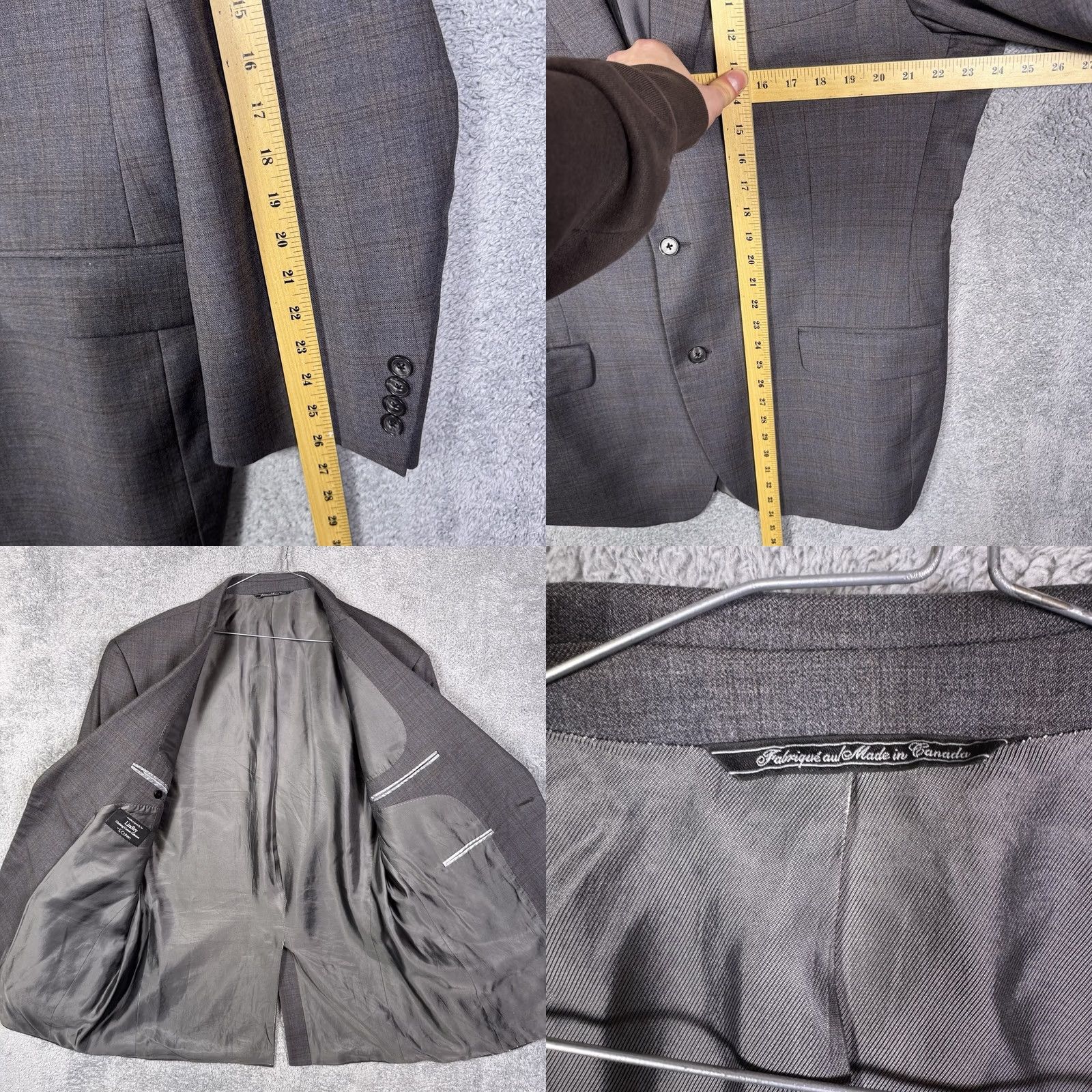 Vintage VINTAGE S. Cohen Suit Mens 48L 36x33 Blazer Slacks 2 Piece Wool Windowpane Gray 80s 90s City Classic Designer Retro Business Formal Mens Size 48R - 8 Thumbnail