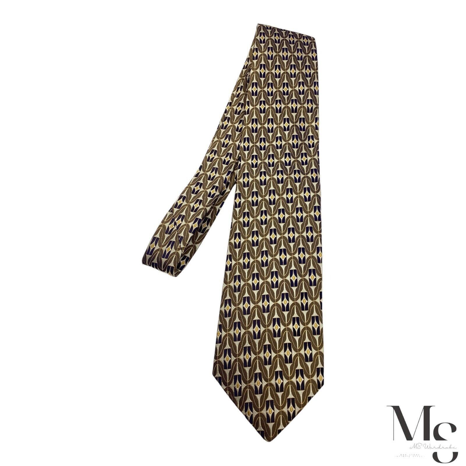 Gianfranco Ferre GIANFRANCO FERRE Gold Geometric Silk Tie Made In Italy W: 3. Size ONE SIZE - 6 Thumbnail