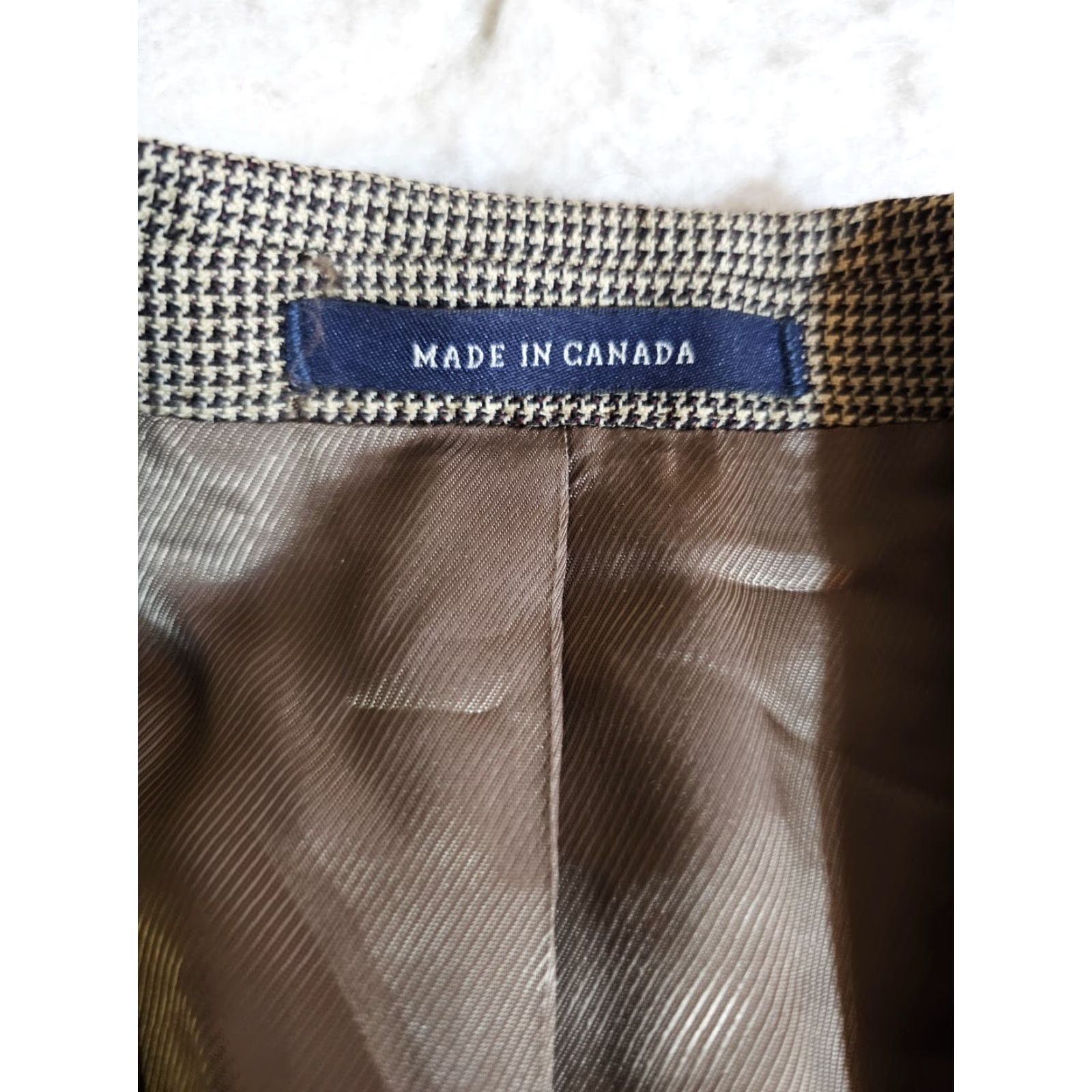 Cremieux Daniel Cremieux Collection Tan Houndstooth Loro Piana 100% Wool Men's Size 40R - Suit, Regular? Size 40R - 4 Thumbnail