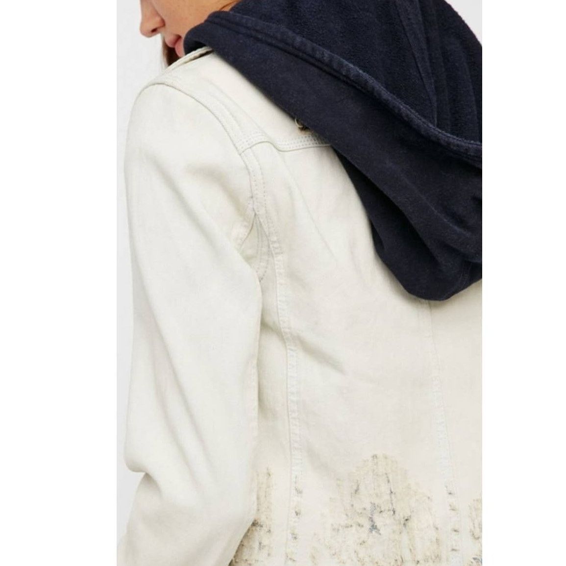 Free People New Free People Double Weave Denim Jacket $148 SMALL White Size S / US 4 / IT 40 - 6 Thumbnail