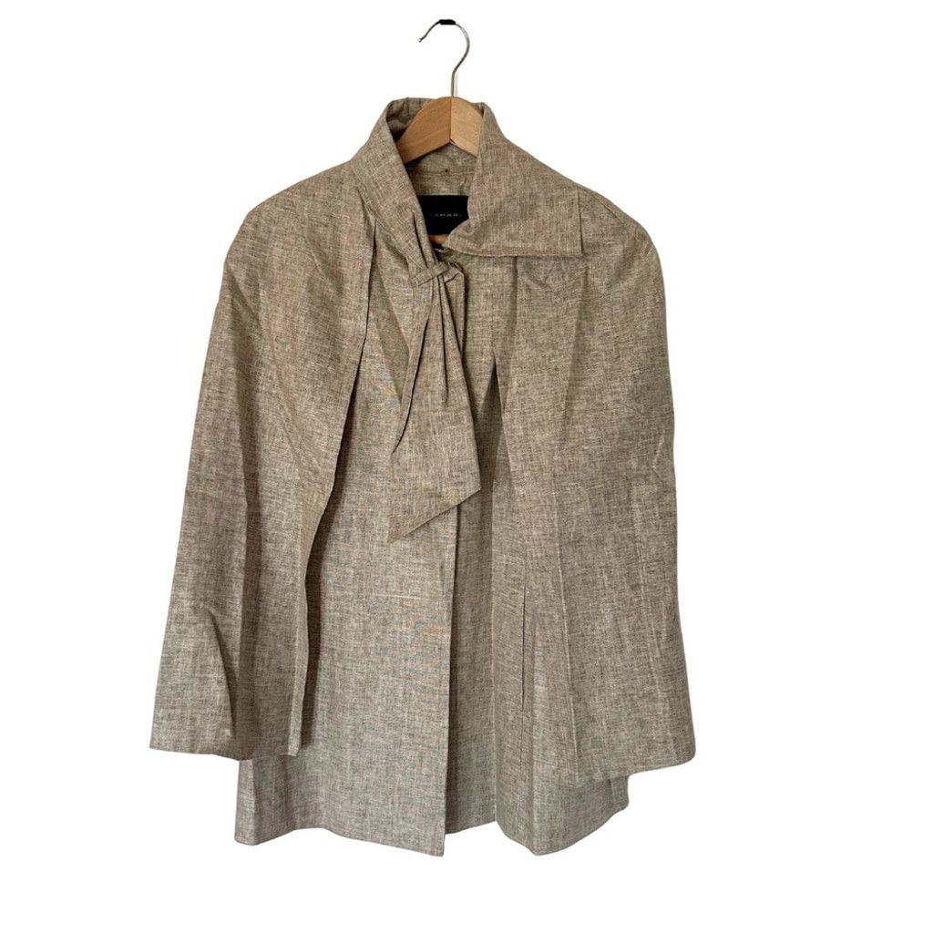 Elie Tahari Tahari Neutral 'Belle' Bow Detail Cape Jacket Coat Size S / US 4 / IT 40 - 1 Thumbnail