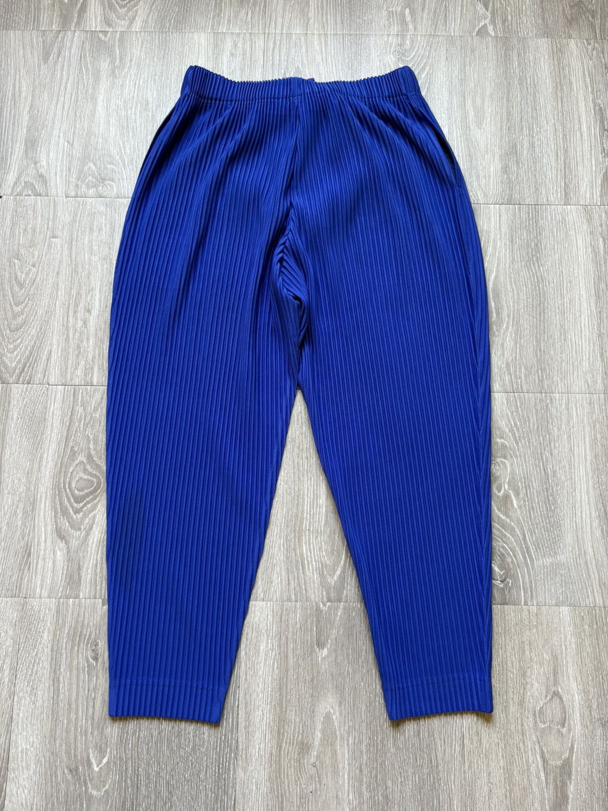 Homme Plisse Issey Miyake Homme Issey Miyake Blue Pleated Plisse Trouser Size US 32 / EU 48 - 3 Thumbnail
